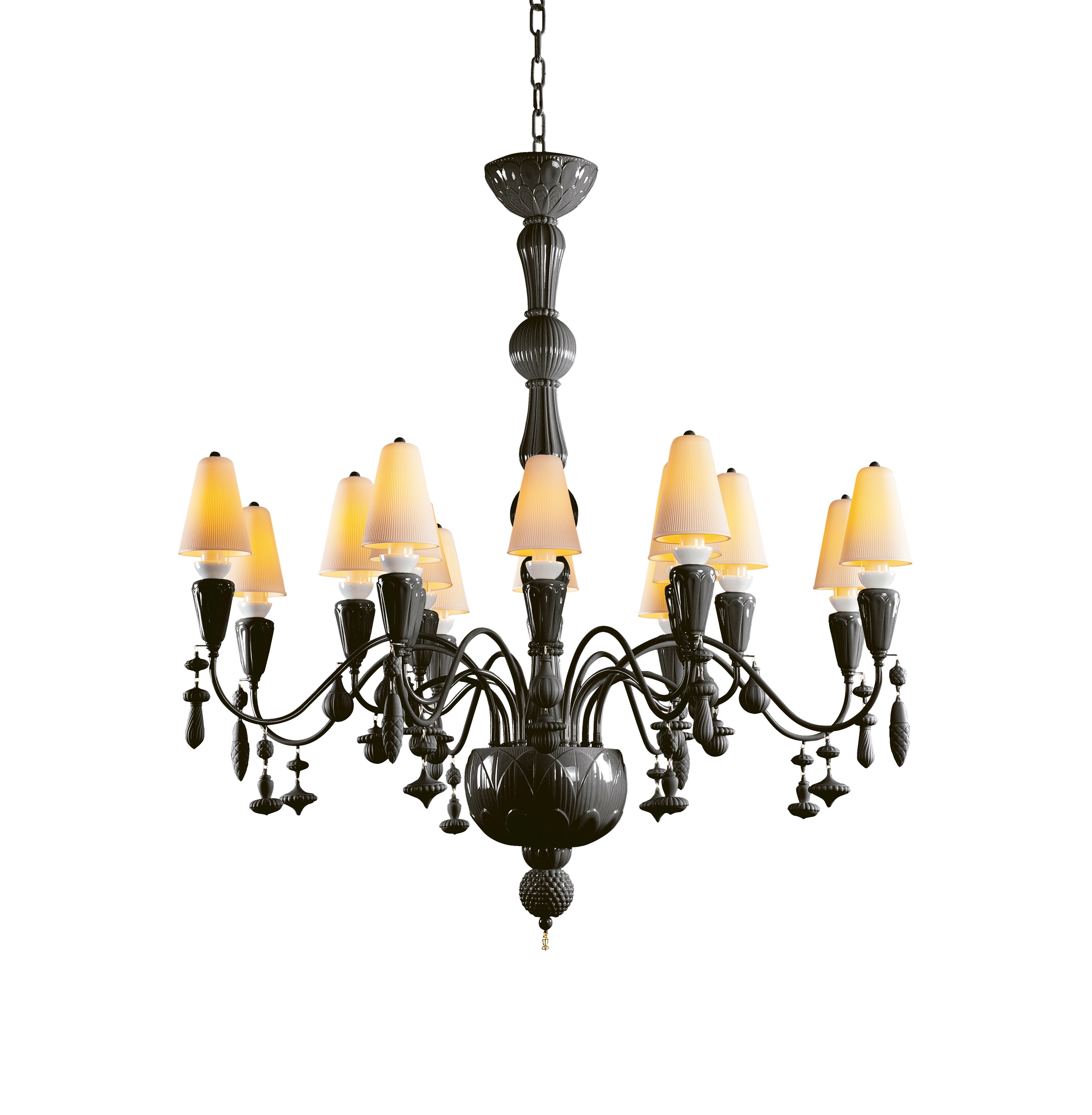 Ivy and Seed 16 Lights Chandelier | Medium Flat Model | Absolute Black (CE/UK)