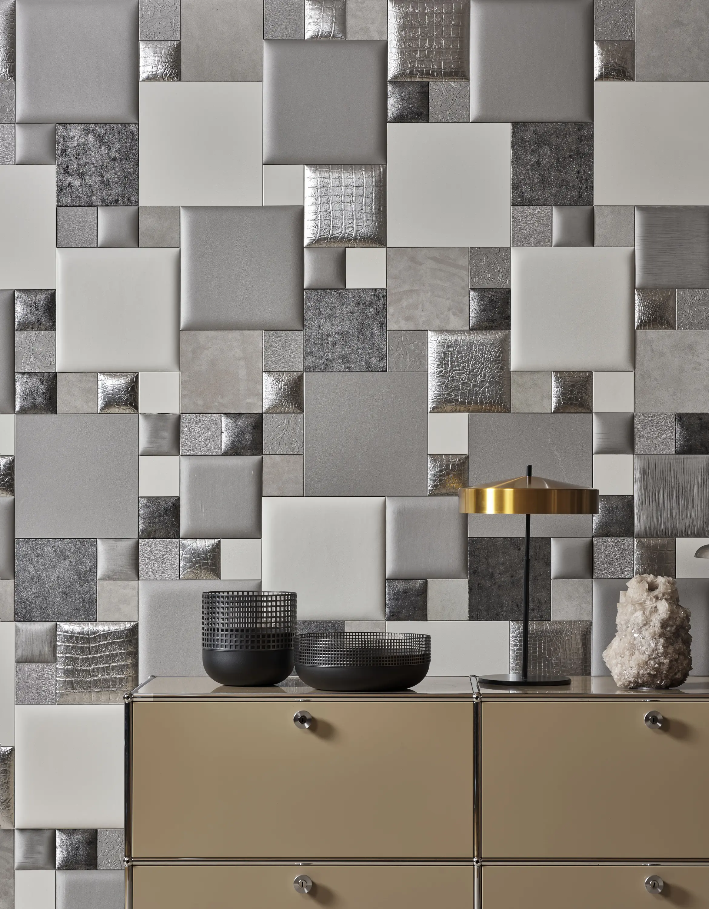 Studioart Leather Interiors - PATTERN 2 Leatherwall Luxury Silver