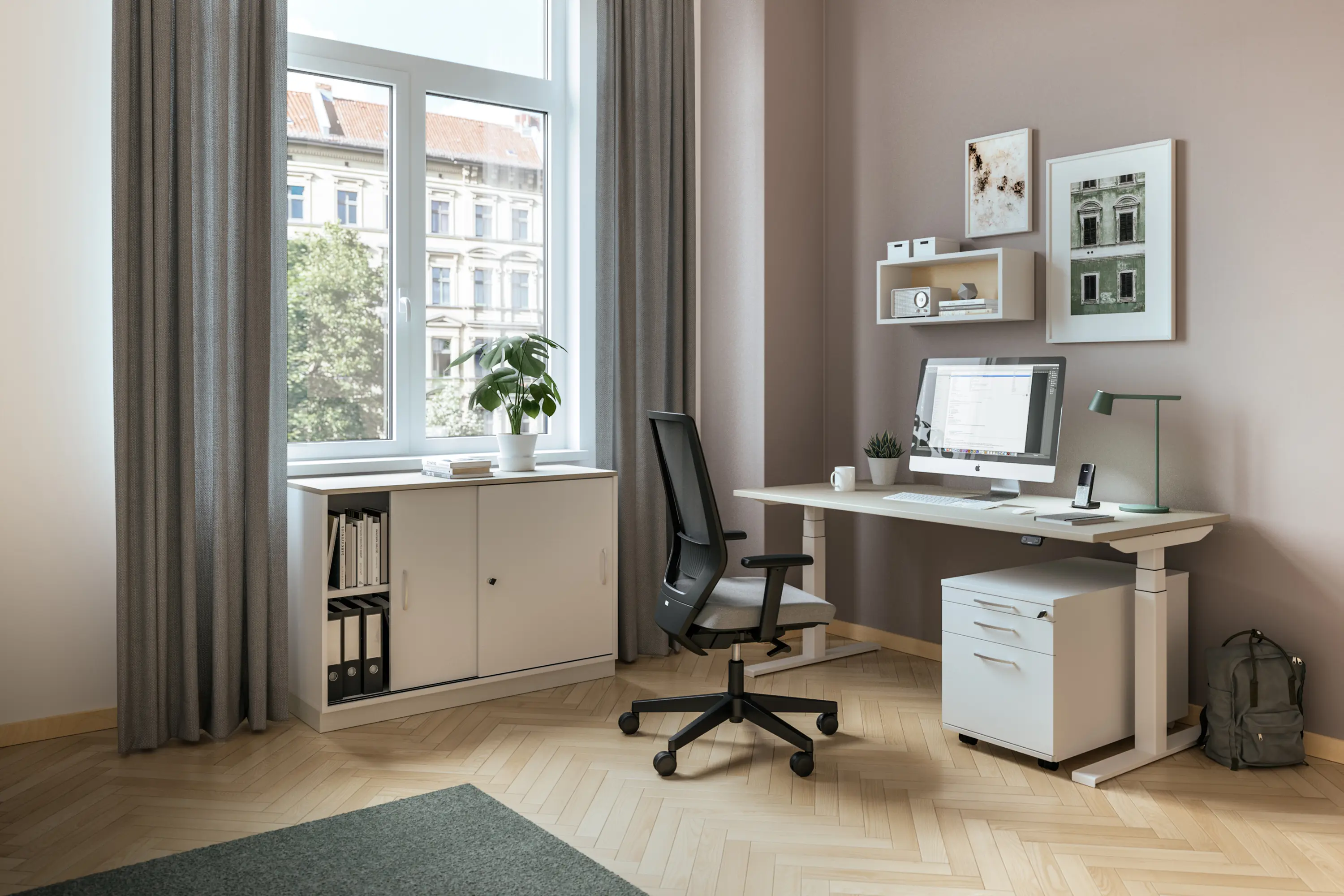 Assmann Büromöbel - Tensos Velo electrically height-adjustable double workstation