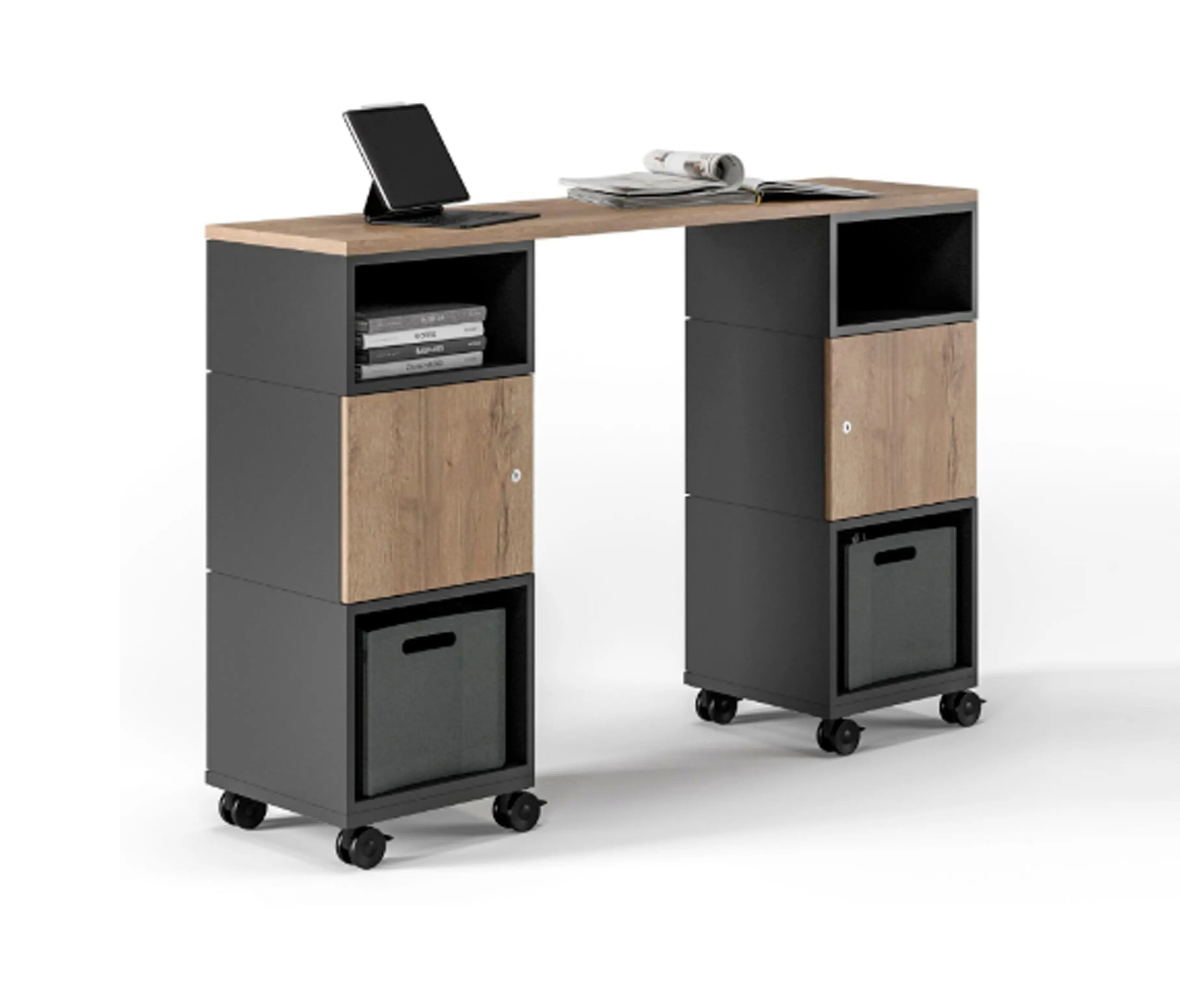 Assmann Büromöbel - Cubas Flex table modulaire de projet et de réunion sur roulettes