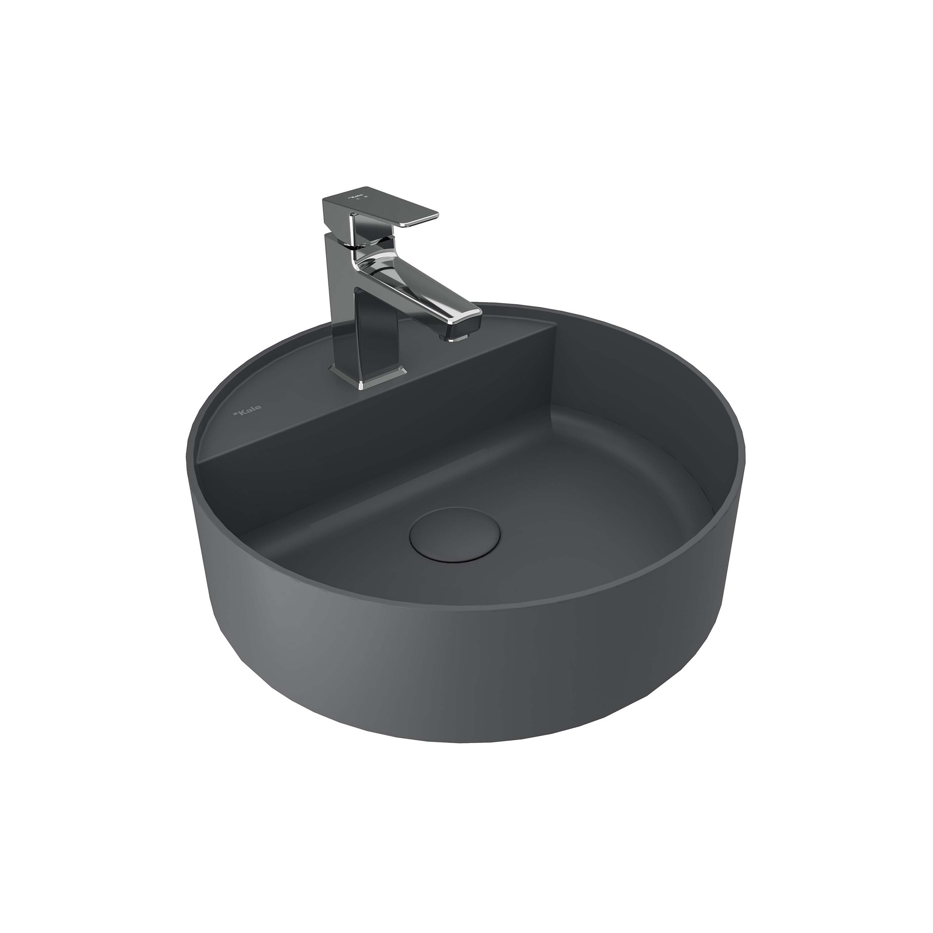 Display product Smartedge Round Washbasin Matte Anthracite Grey Ø45 from manufacturer Kaleseramik