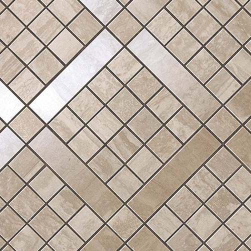 Marvel Pro Travertino Silver Diagonal Mosaic shiny