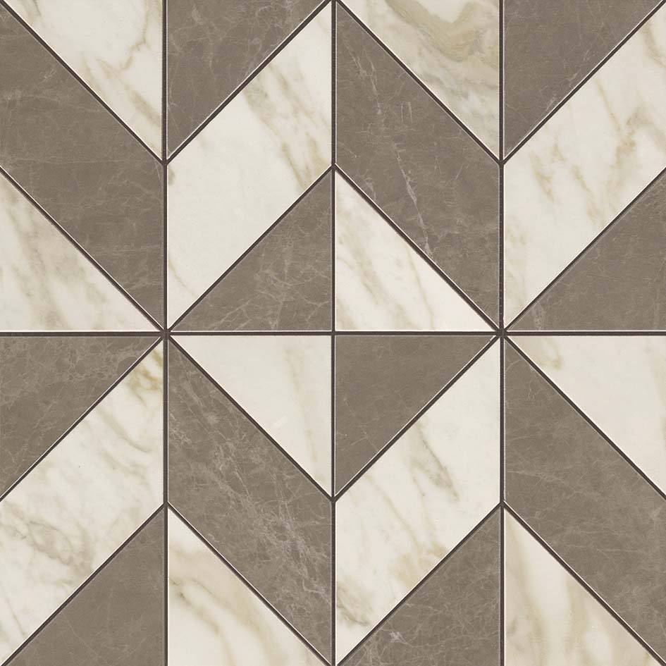 Display product Marvel Gris-Calacatta Mosaico Cubes Lappato from manufacturer Atlas Concorde