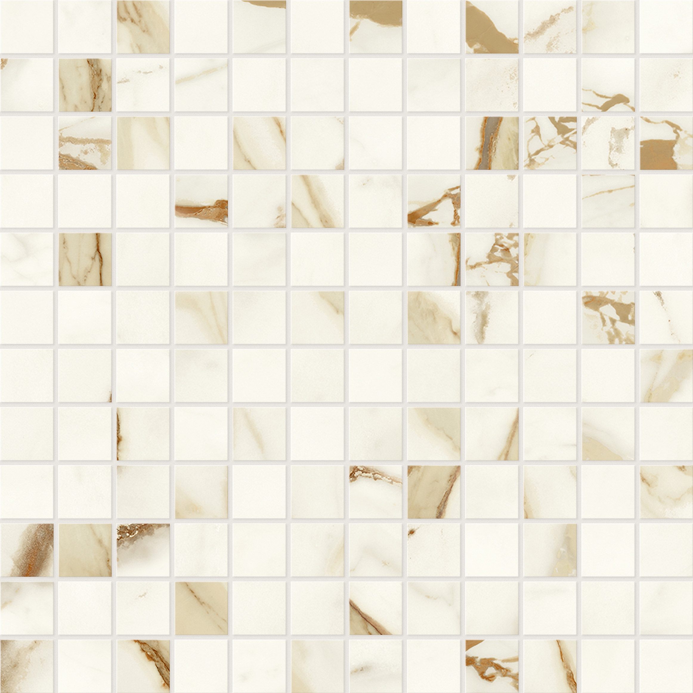 Display product Marvel Shine Calacatta Imperiale Mosaico 30x30 Lapp from manufacturer Atlas Concorde