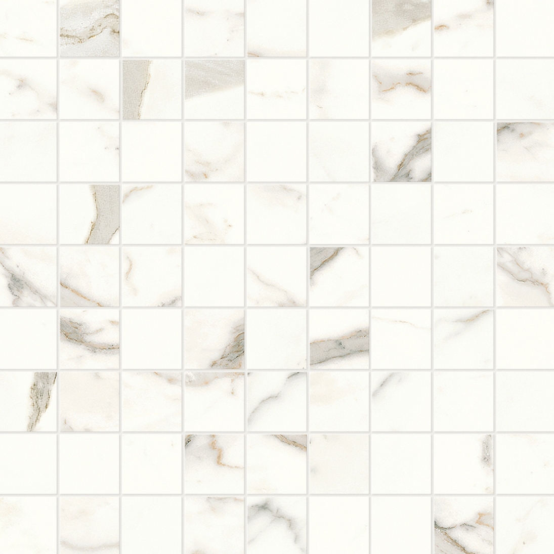 Display product Marvel Shine Calacatta Prestigio Mosaico 30x30 from manufacturer Atlas Concorde