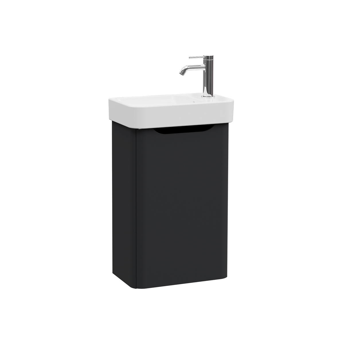 Integra Round Washbasin Unit, 45 cm, one door, compact, right