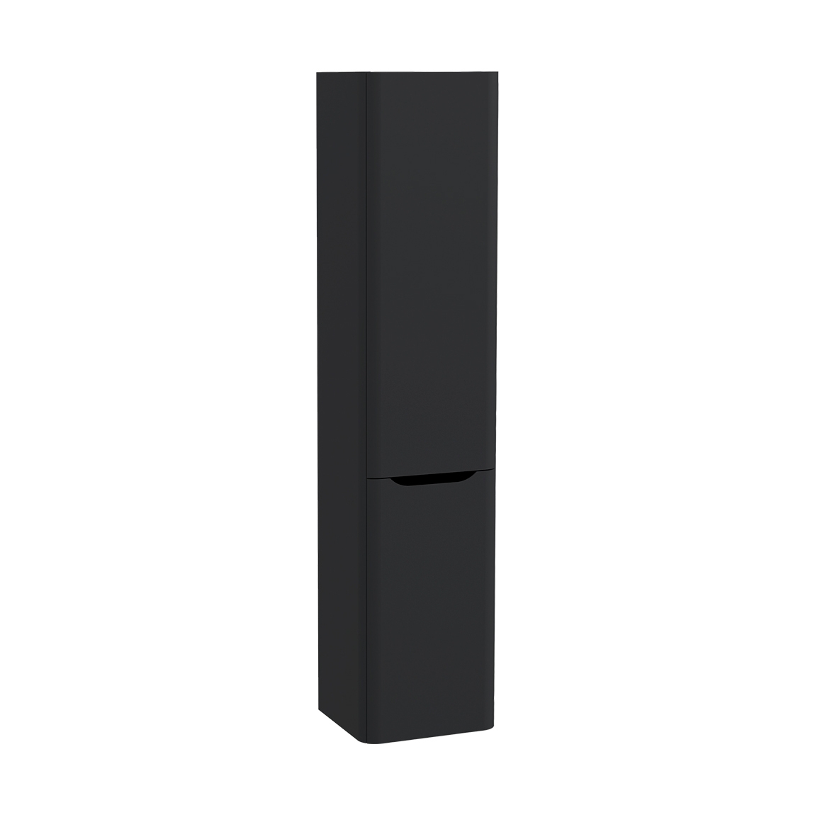 Integra Round Tall Unit, 40 cm, two doors, with laundry basket, left