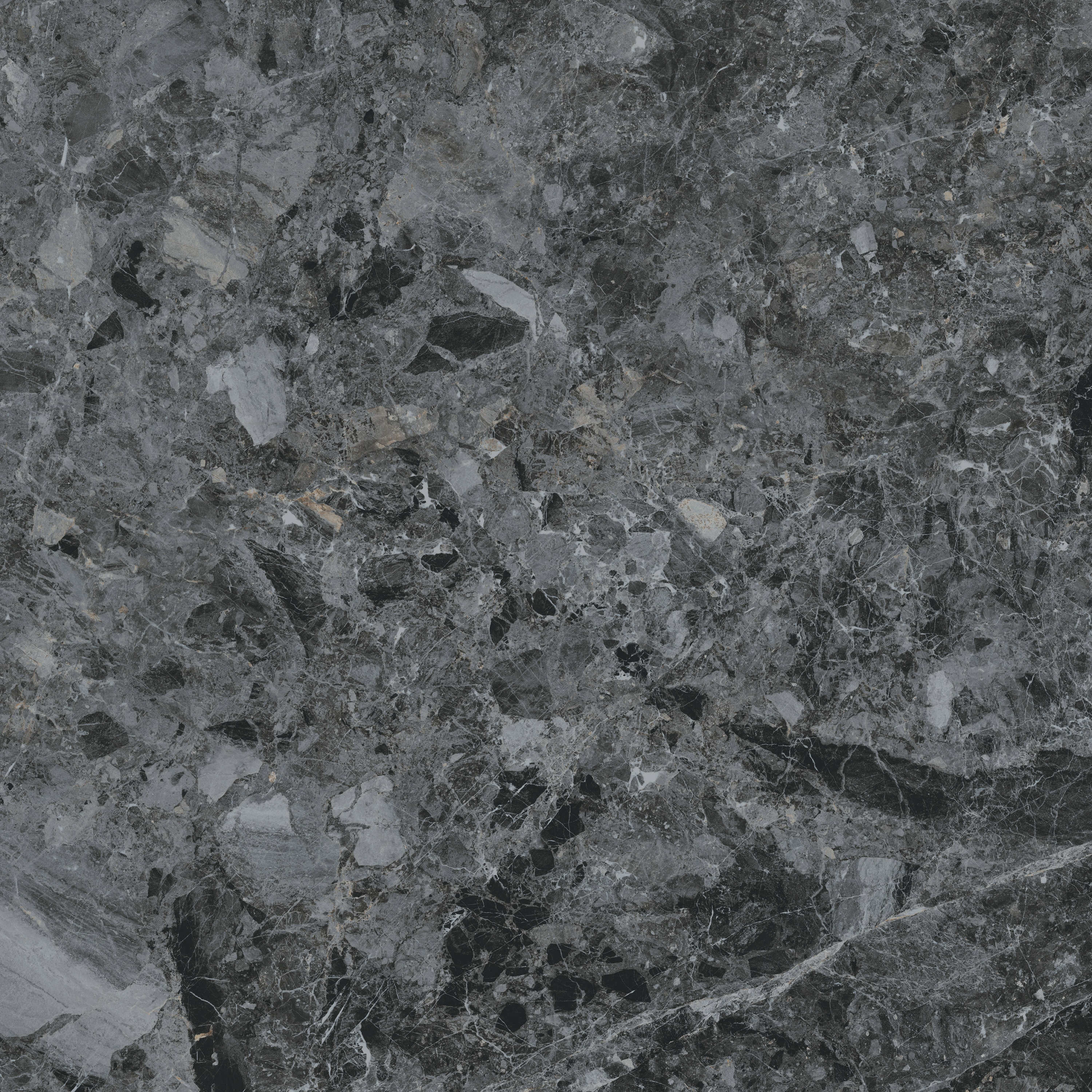 Display product Marbleart 120x120, Glossy, Breccia Nera, Floor Tiles, Wall Tiles 120x120, FLPR, 9mm, Glazed porcelain from manufacturer VitrA Bathrooms