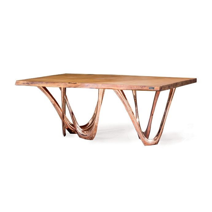 Afficher le produit G-Table With Copper Base And Kauri Wood Top du fabricant Zieta
