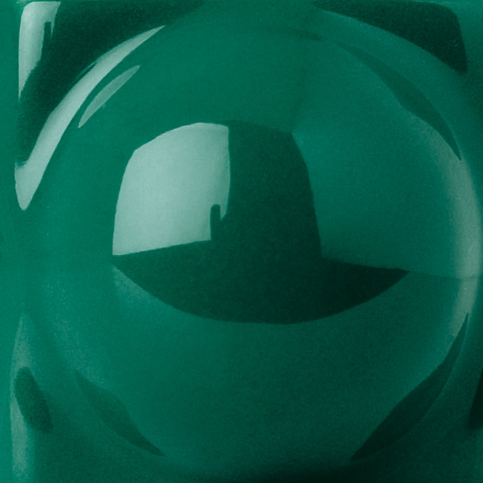 Vertoon produk Capitonné green rounded inset van vervaardiger Petracer's Ceramics