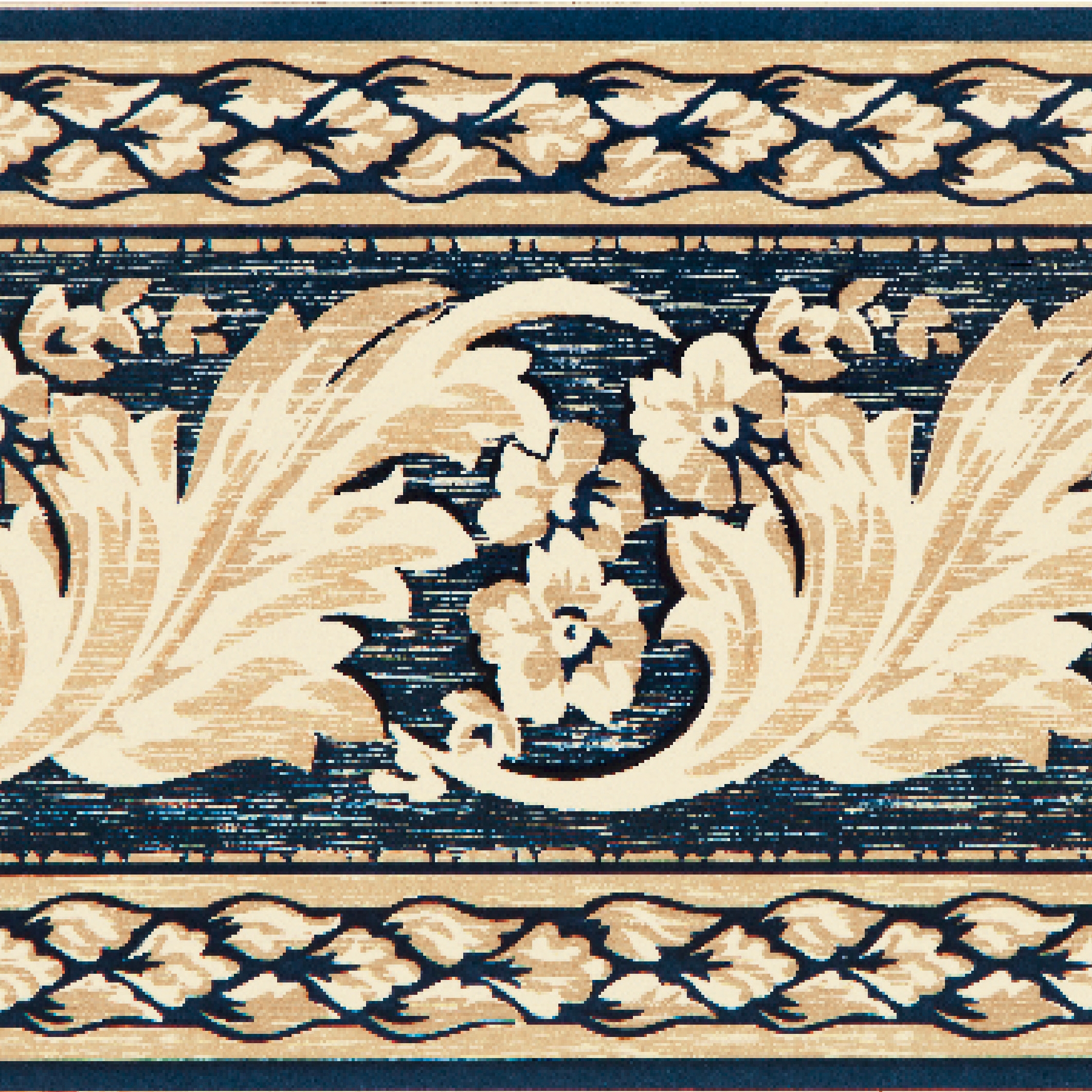 Display product Grand Elegance fleures nicole blu su crema from manufacturer Petracer's Ceramics