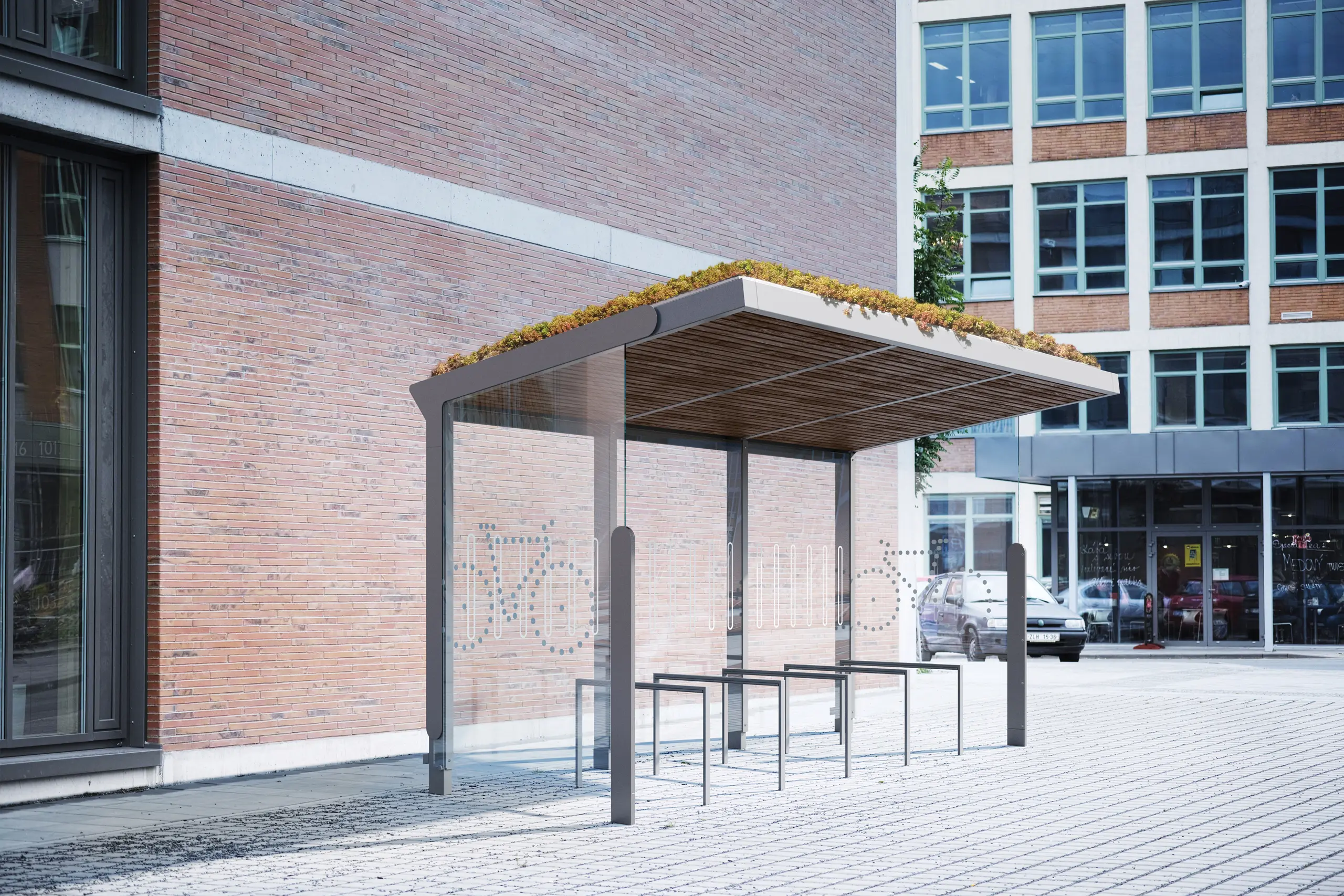 mmcité - aureo velo green | Pensilina con il tetto verde