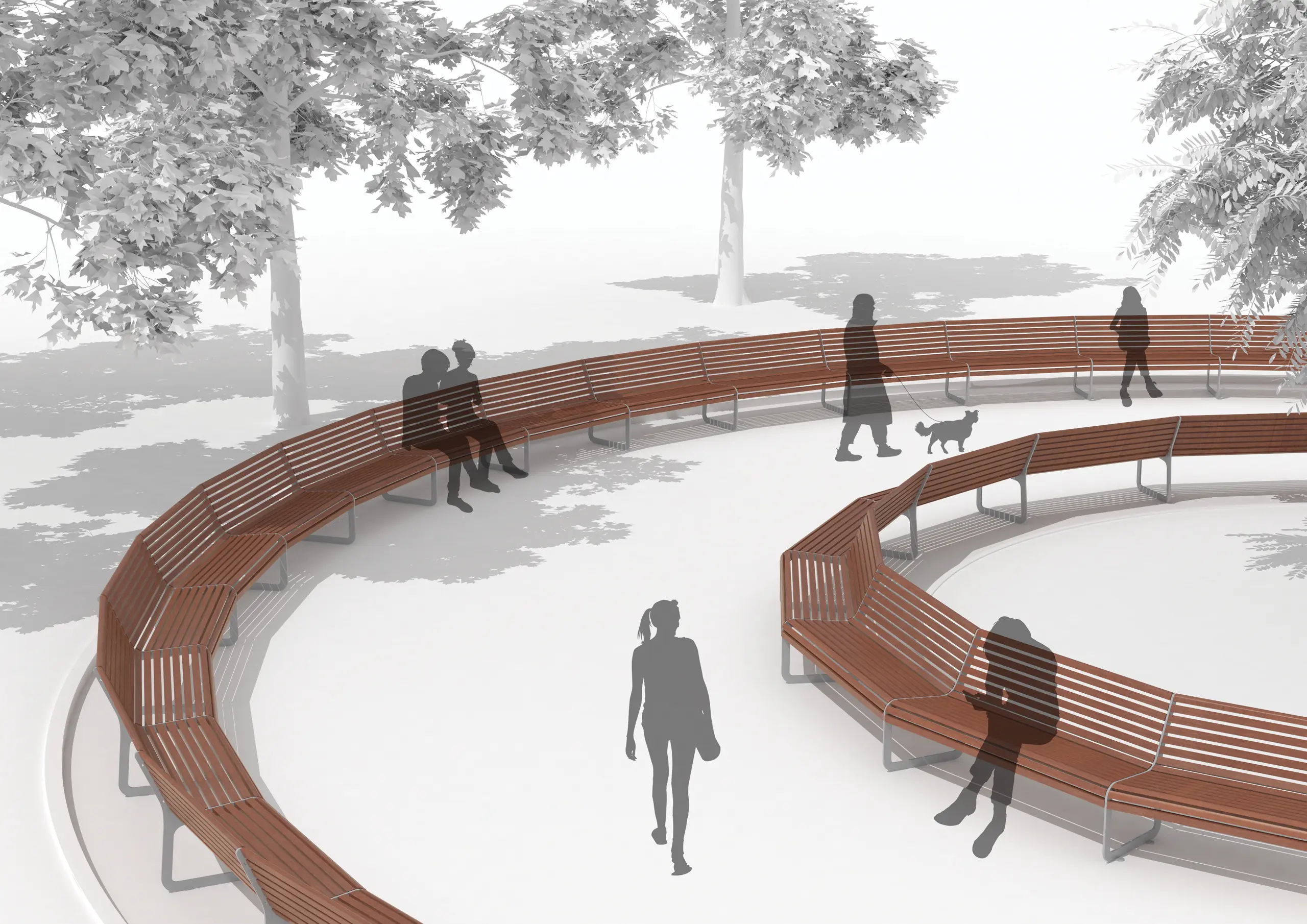mmcité - portiqoa | Park bench with backrest and armrests