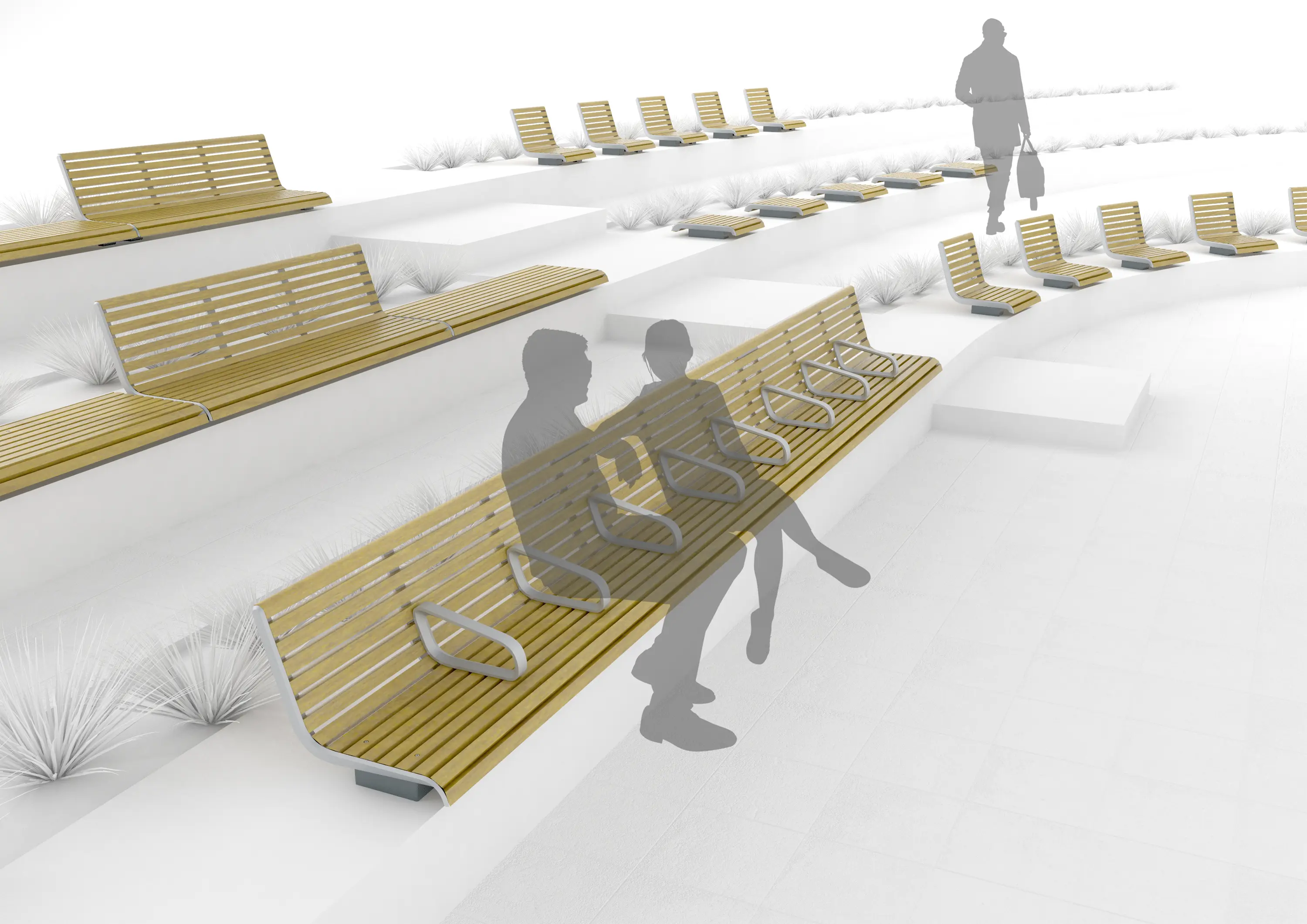 mmcité - portiqoa | Park bench with backrest and armrests