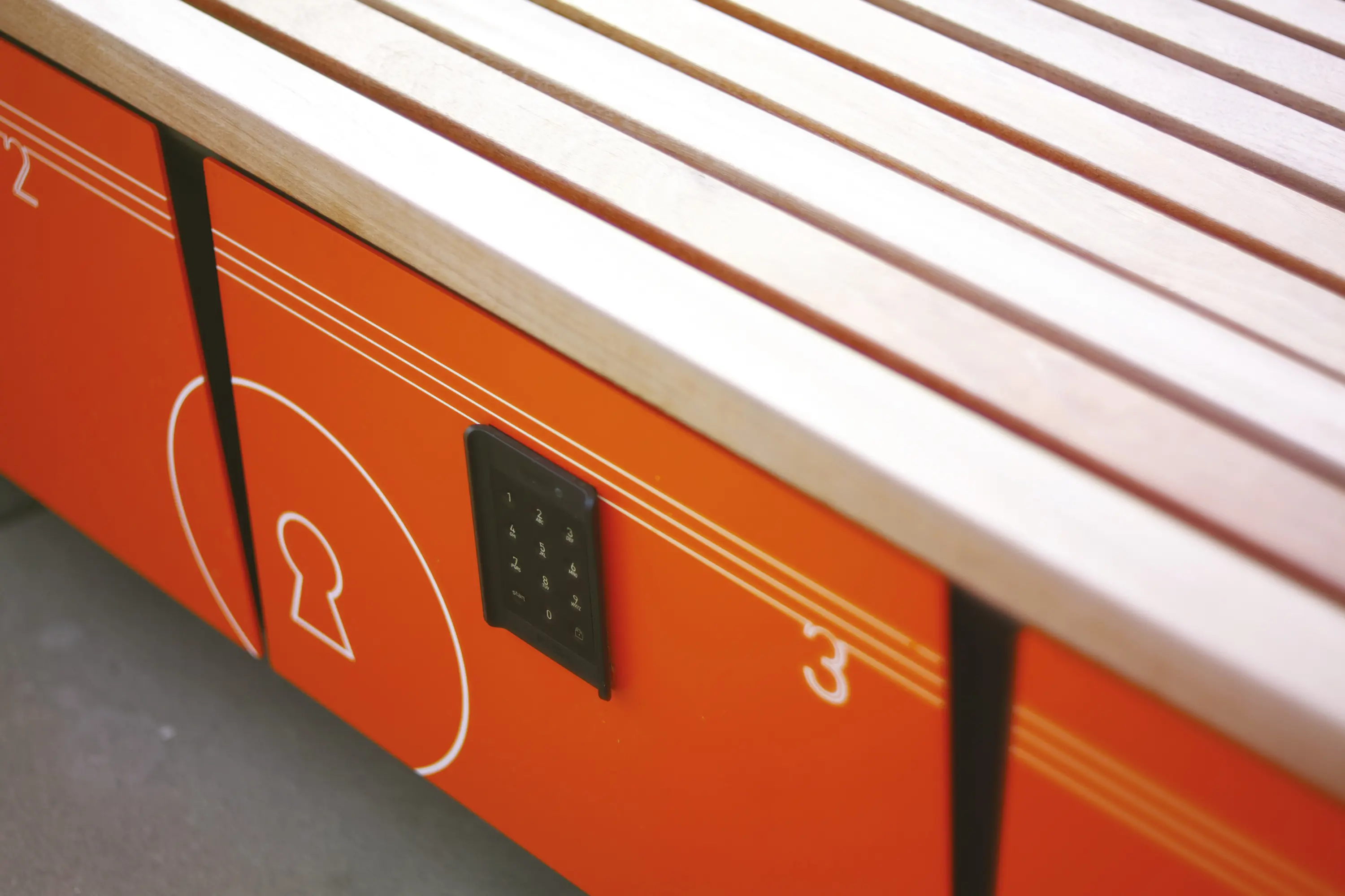 mmcité - eblocq | Park bench with integrated lockable storage boxes