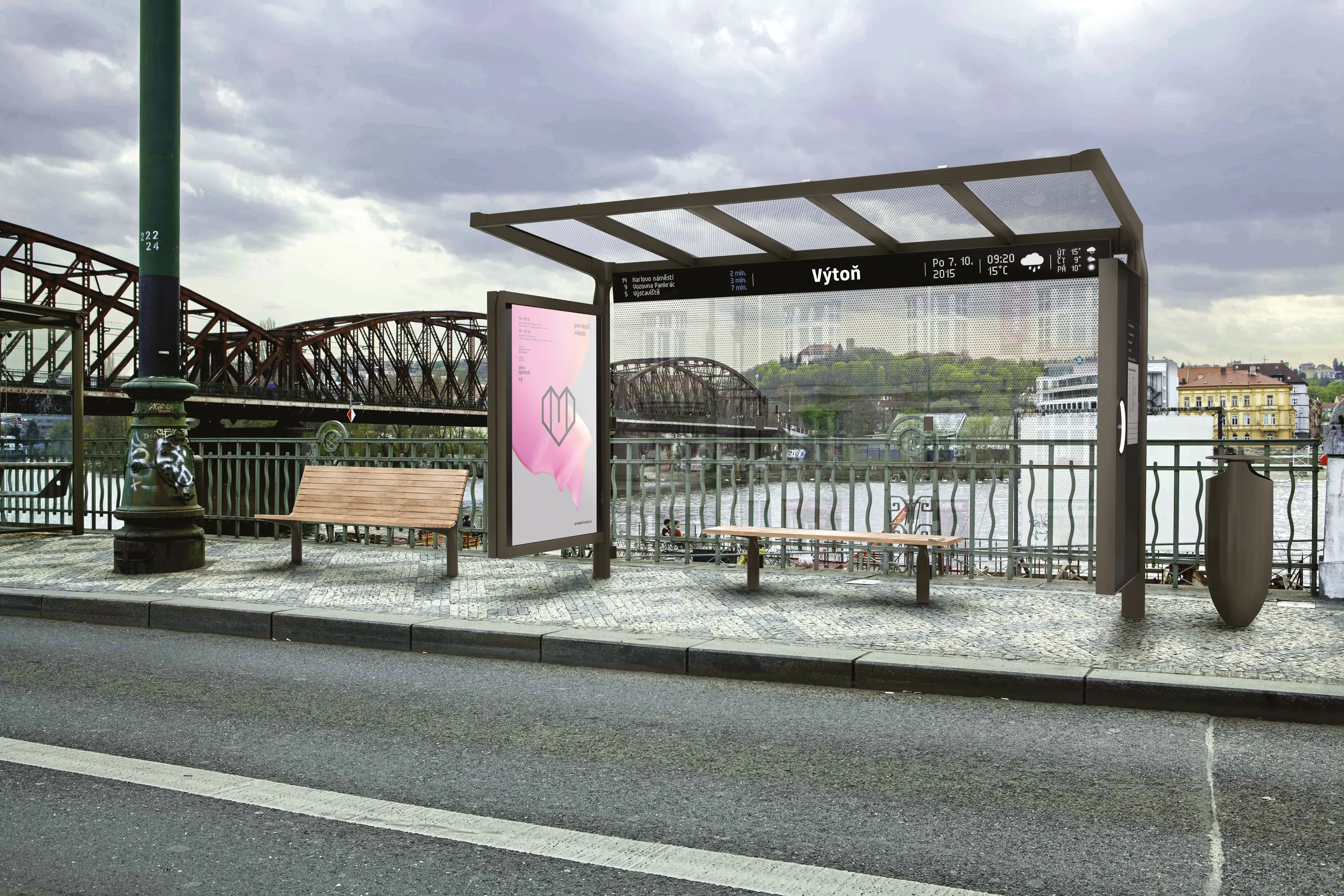 mmcité - vltau | Park bench with backrest