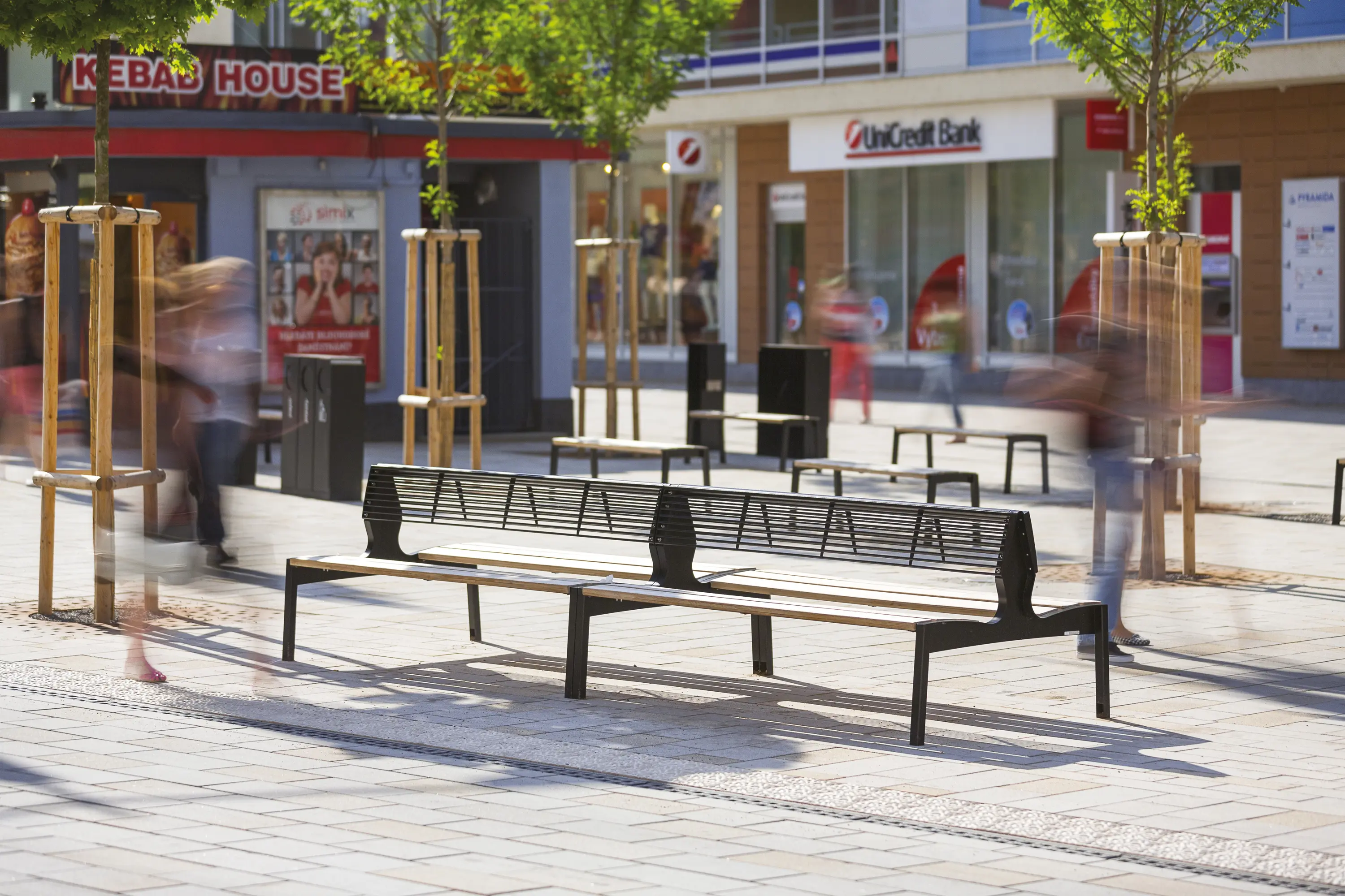 mmcité - vera | Two-sided bench with backrest