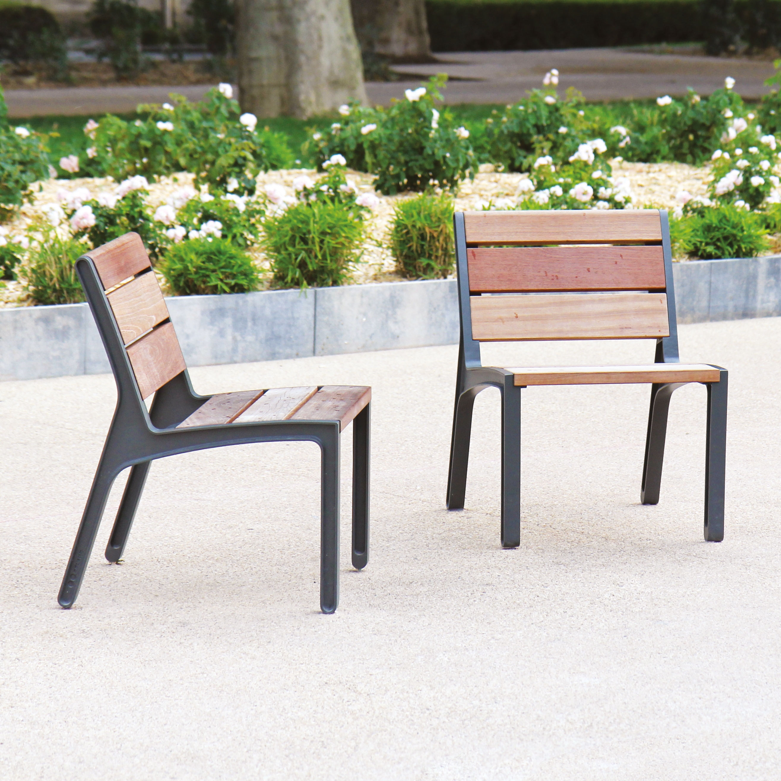 Display product miela | Park bench with backrest from manufacturer mmcité