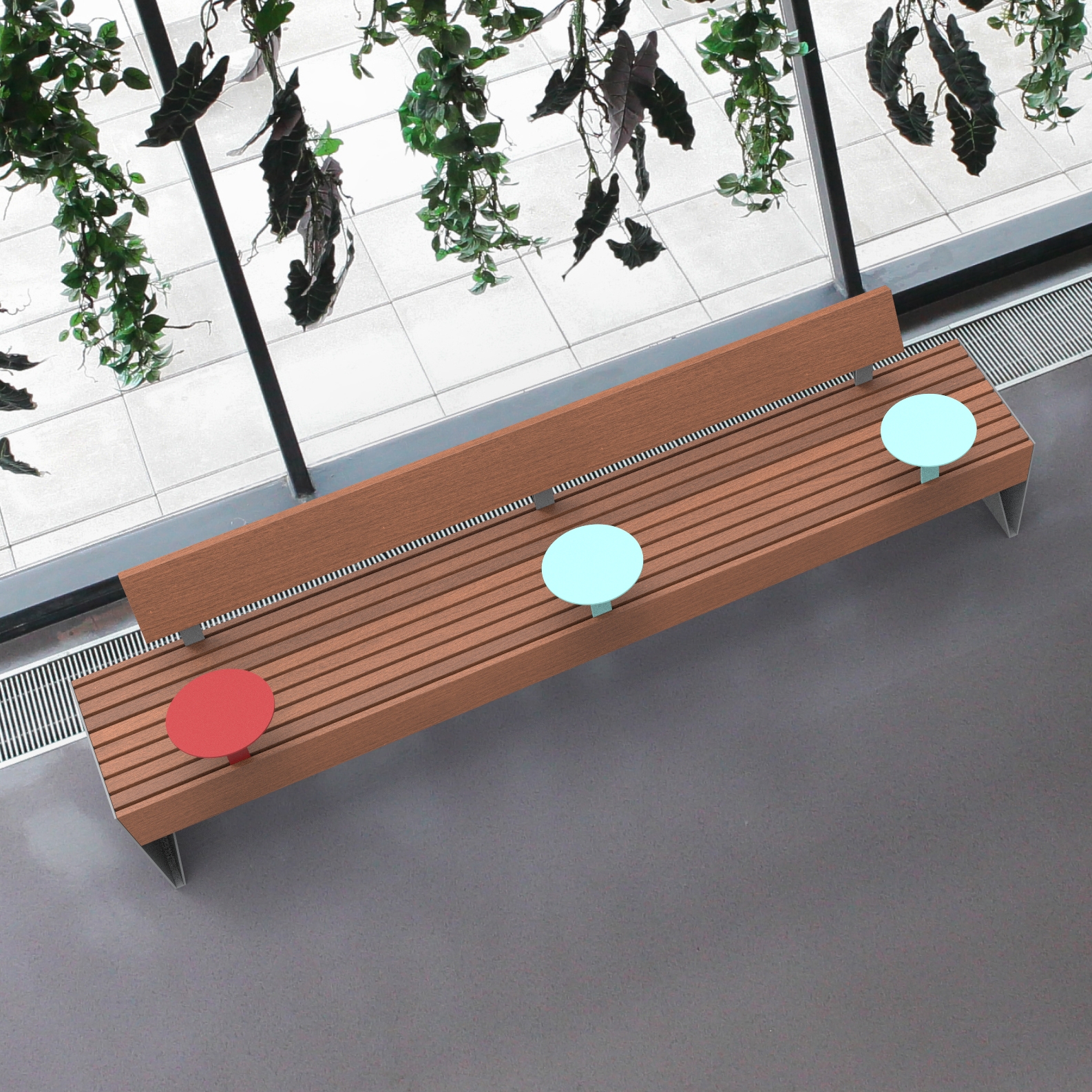 Display product blocq smart | park bench with backrests from manufacturer mmcité