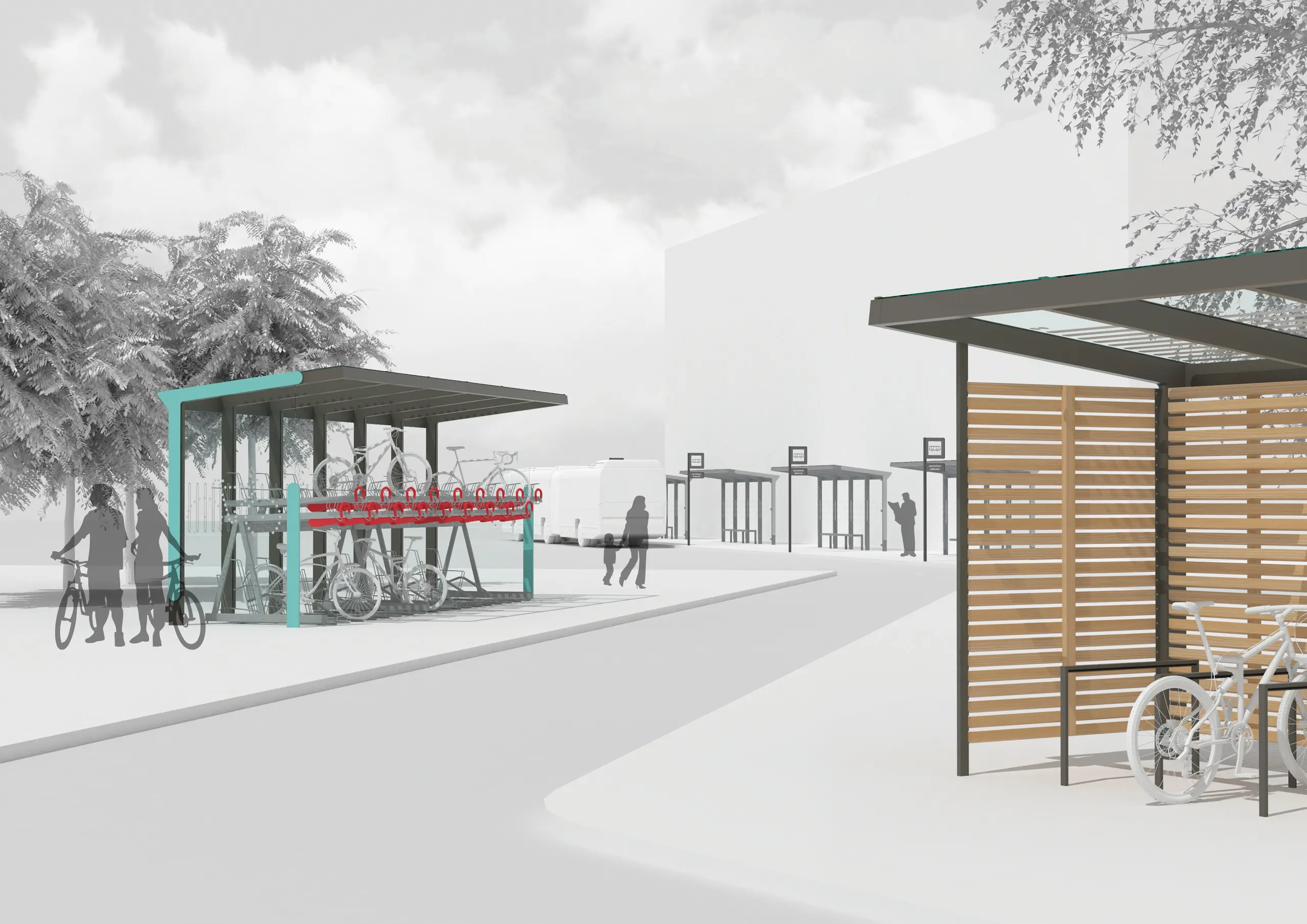 mmcité - aureo velo | Shelter with two-tier bicycle parking