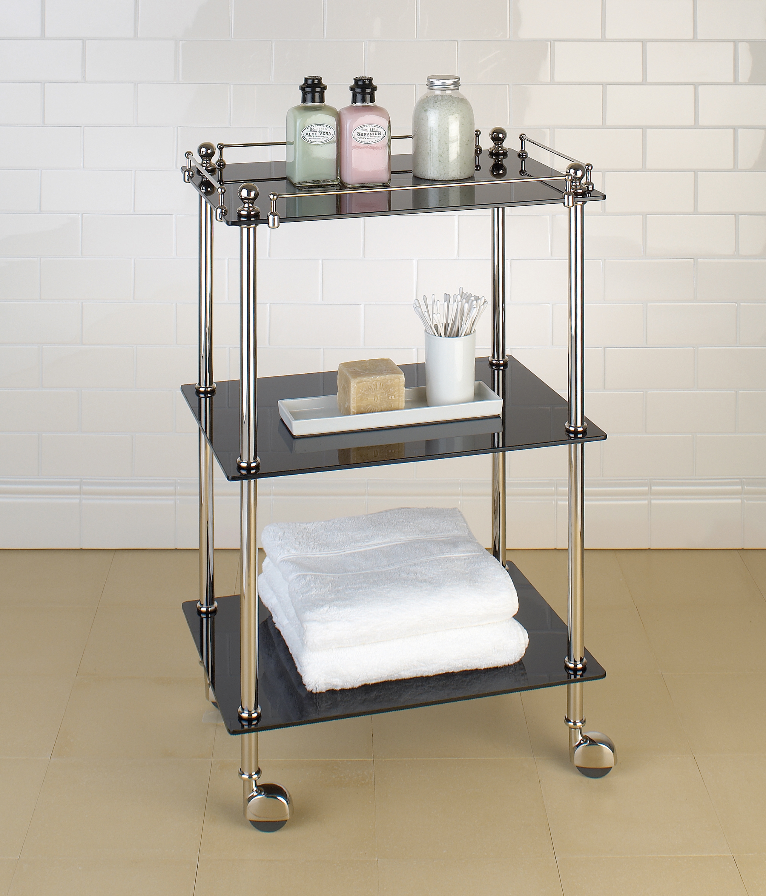 Display product Tavolino with black glass shelves from manufacturer Aquadomo