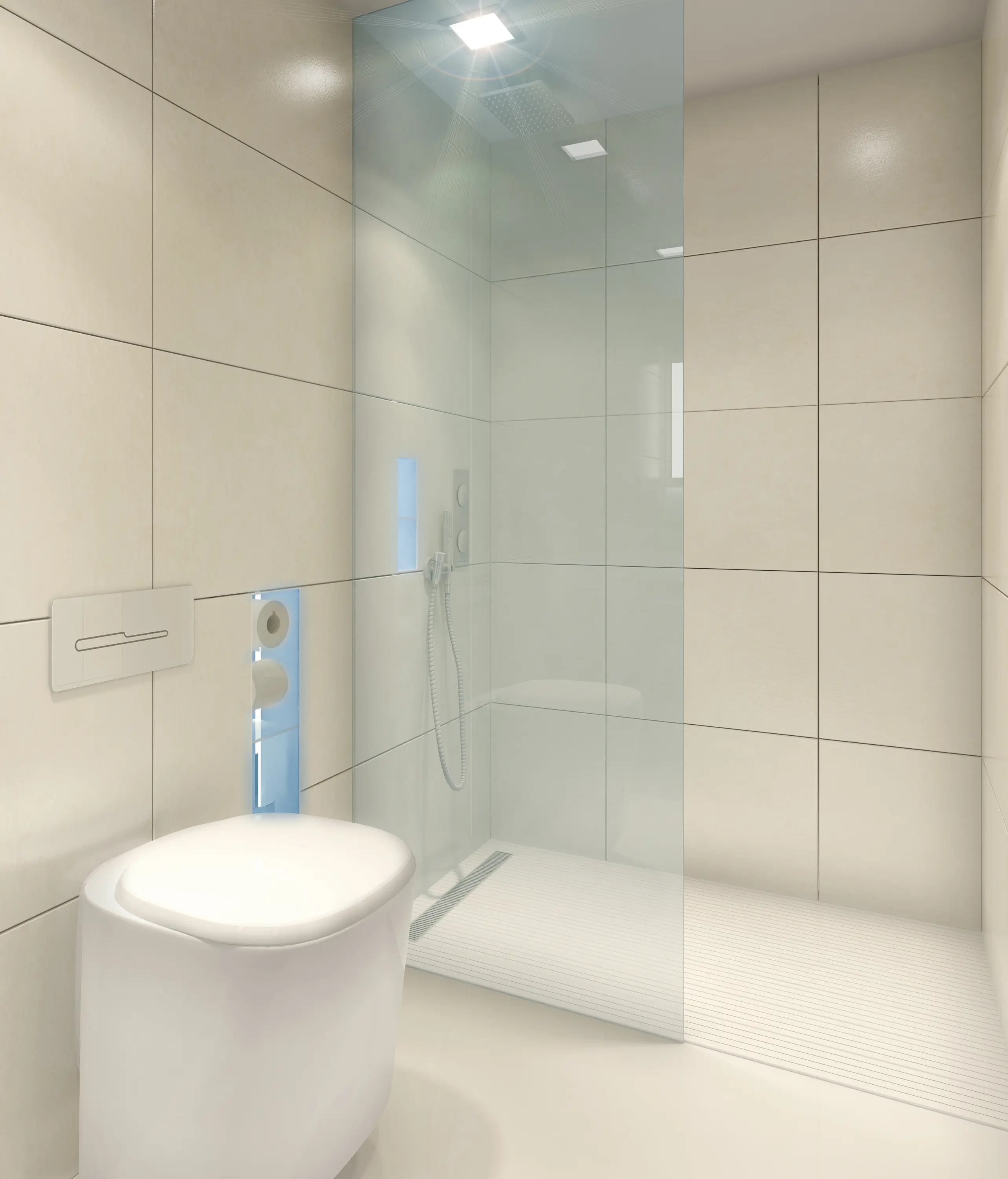 AMOS DESIGN - BUILT IN toilet/shower white