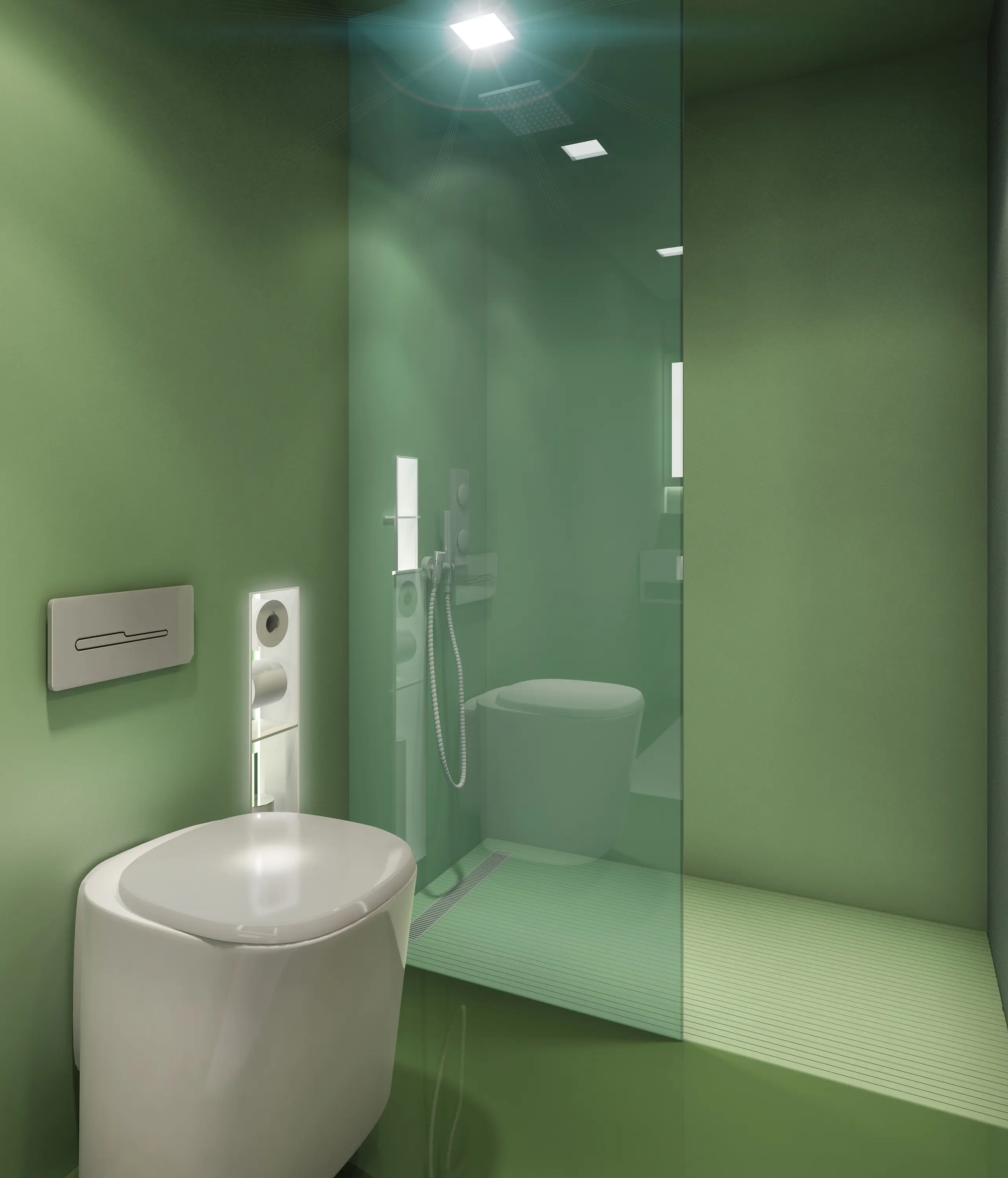 AMOS DESIGN - BUILT IN toilet/shower green