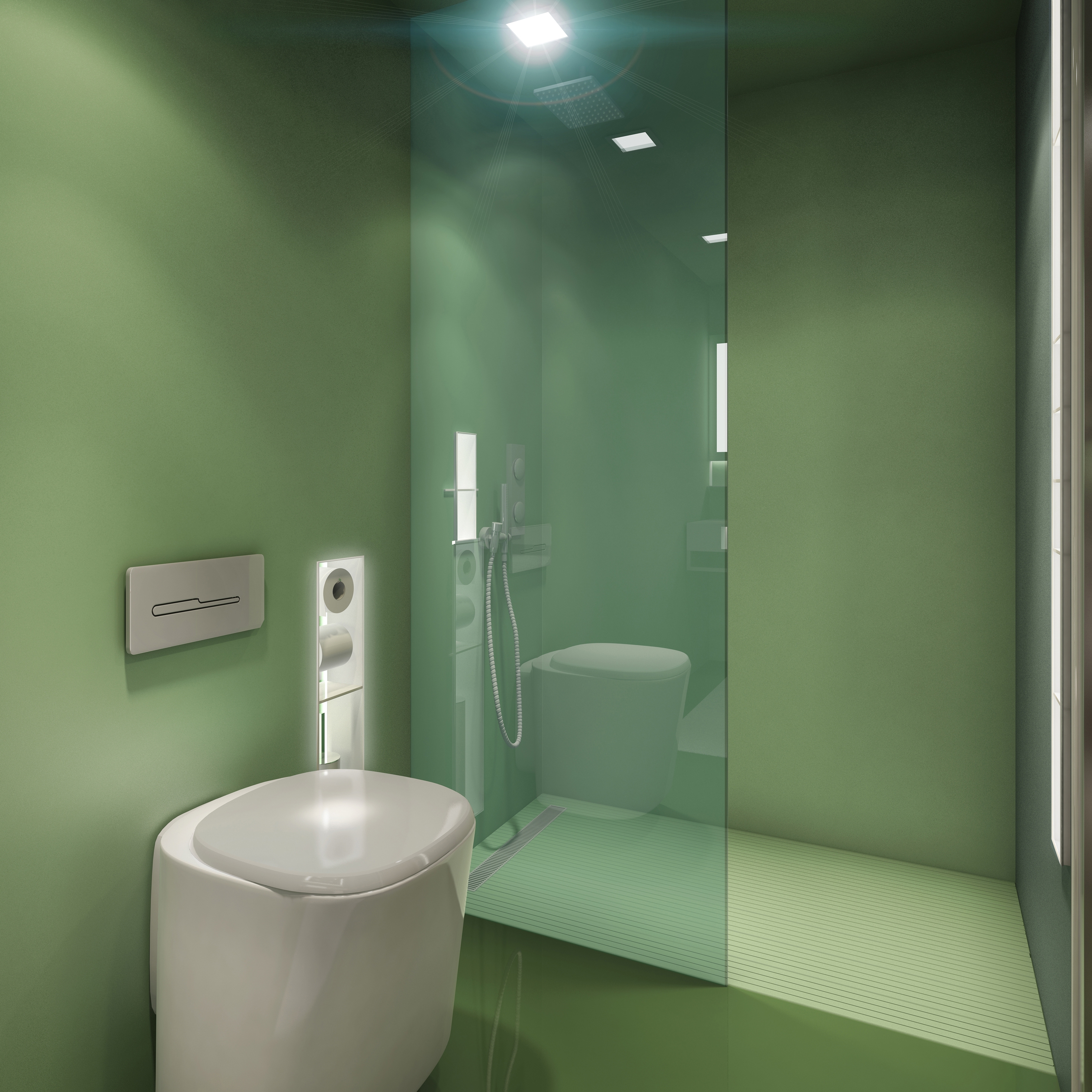 Display product BUILT IN toilet/shower green from manufacturer AMOS DESIGN