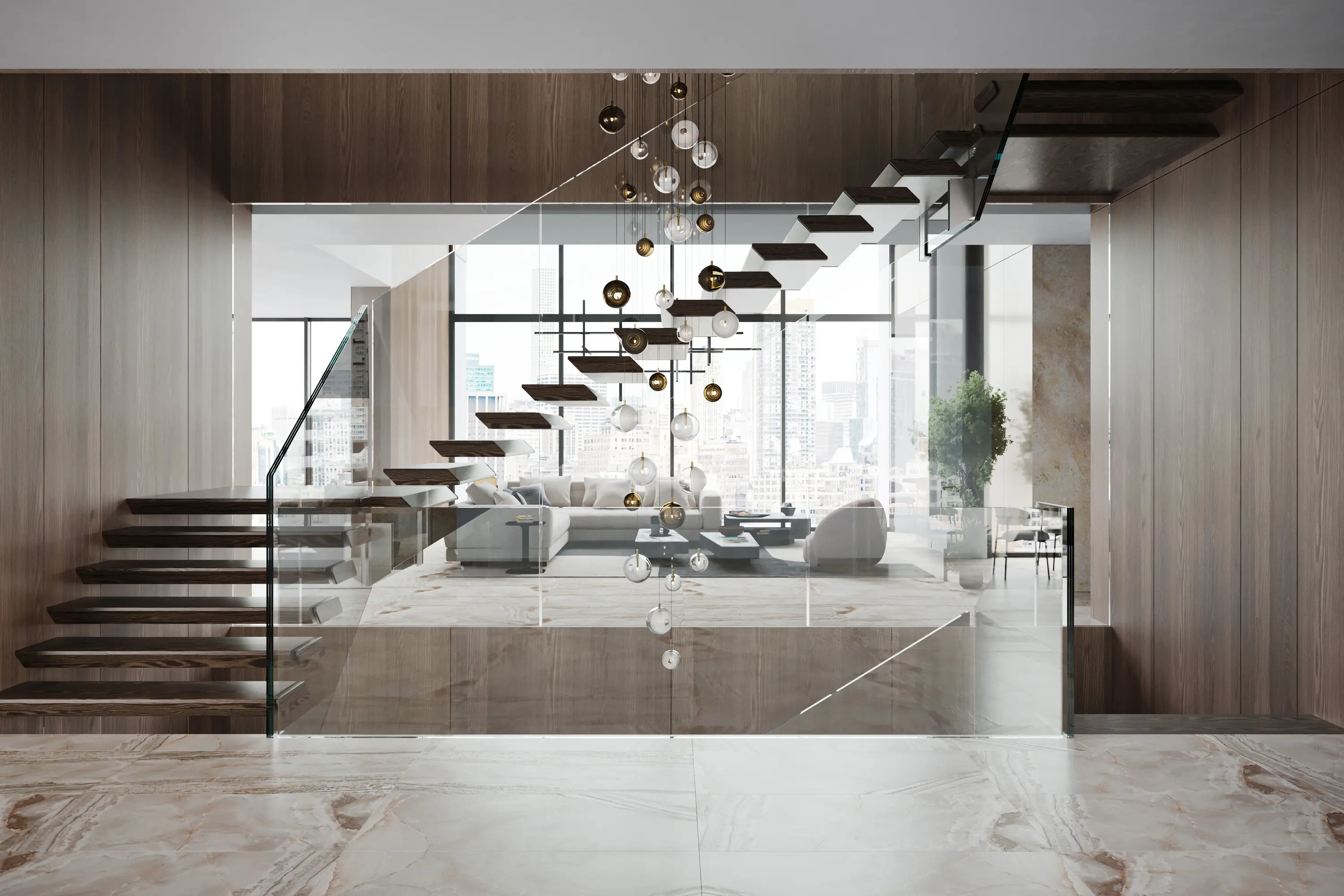 Siller Treppen - Mega Mansion, New York, floating elegance