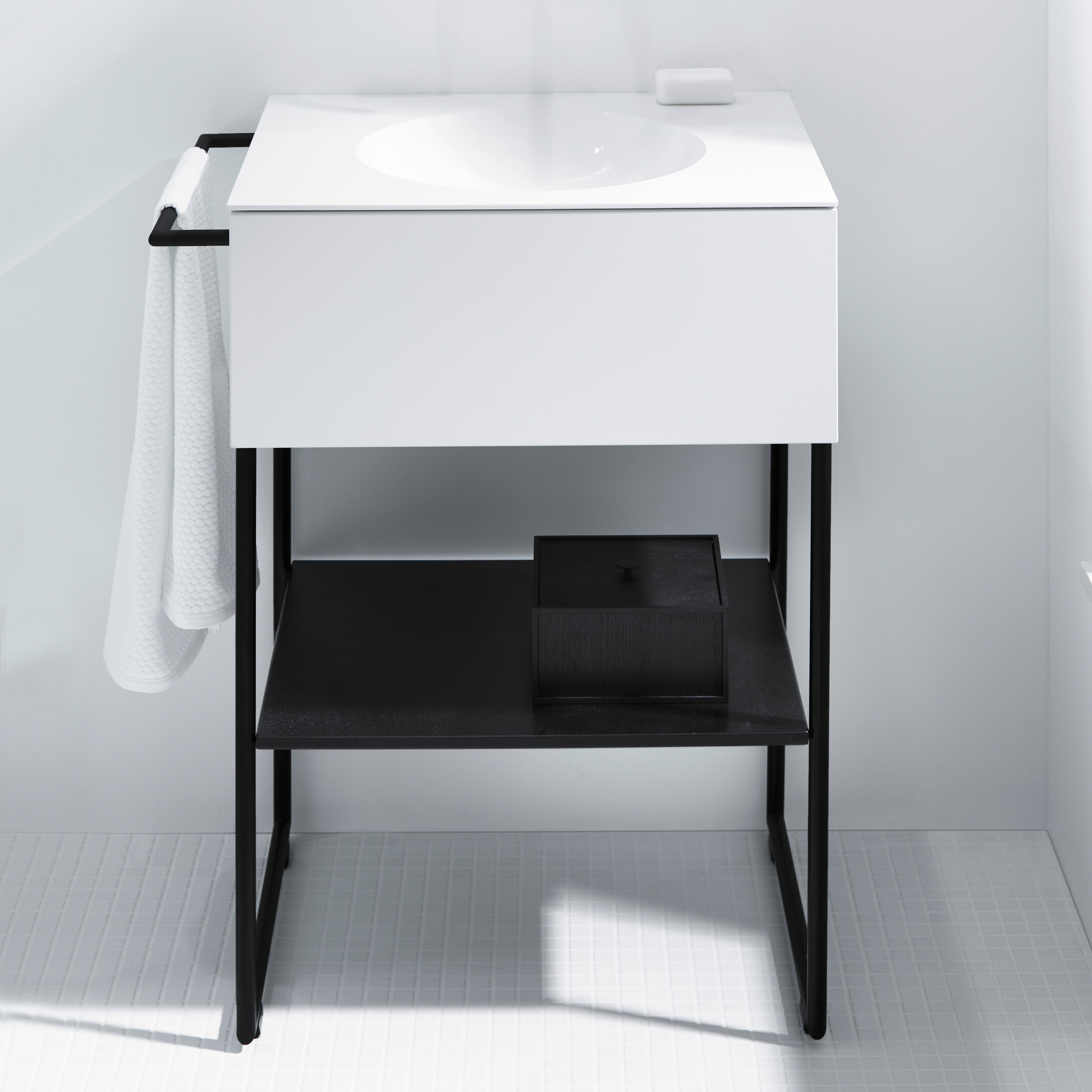 Mostra il prodotto Coco | Mineral cast washbasin incl. vanity unit and metal legs del produttore burgbad