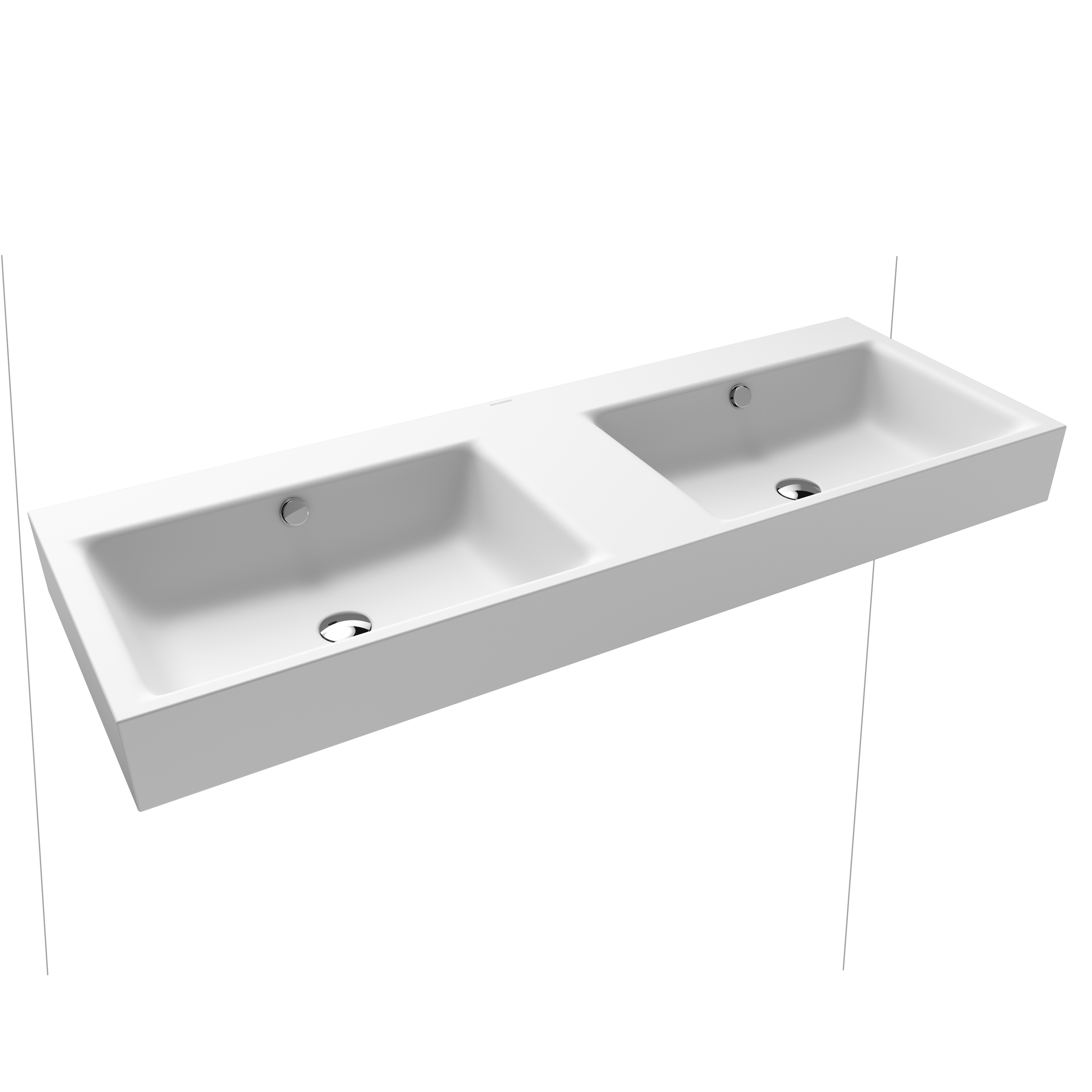Puro wall-hung washbasin (two depressions) alpine white matt
