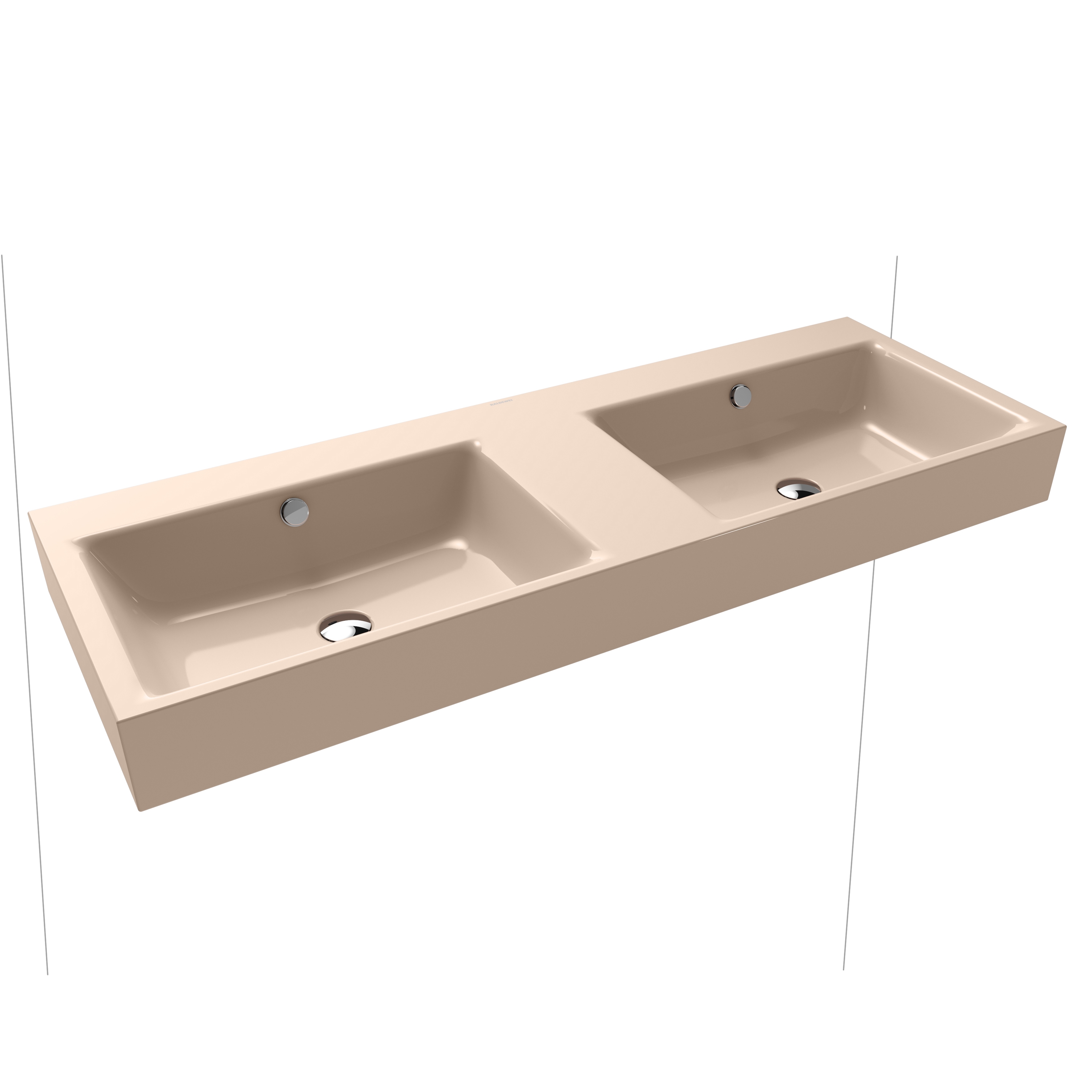 Puro wall-hung double washbasin (two depressions) bahamabeige