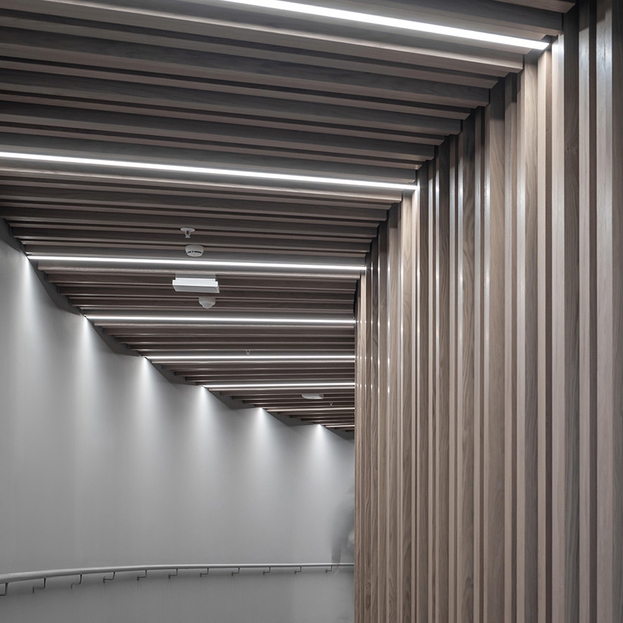 Display product RIBline Timber Slats Ceiling from manufacturer Lindner Group