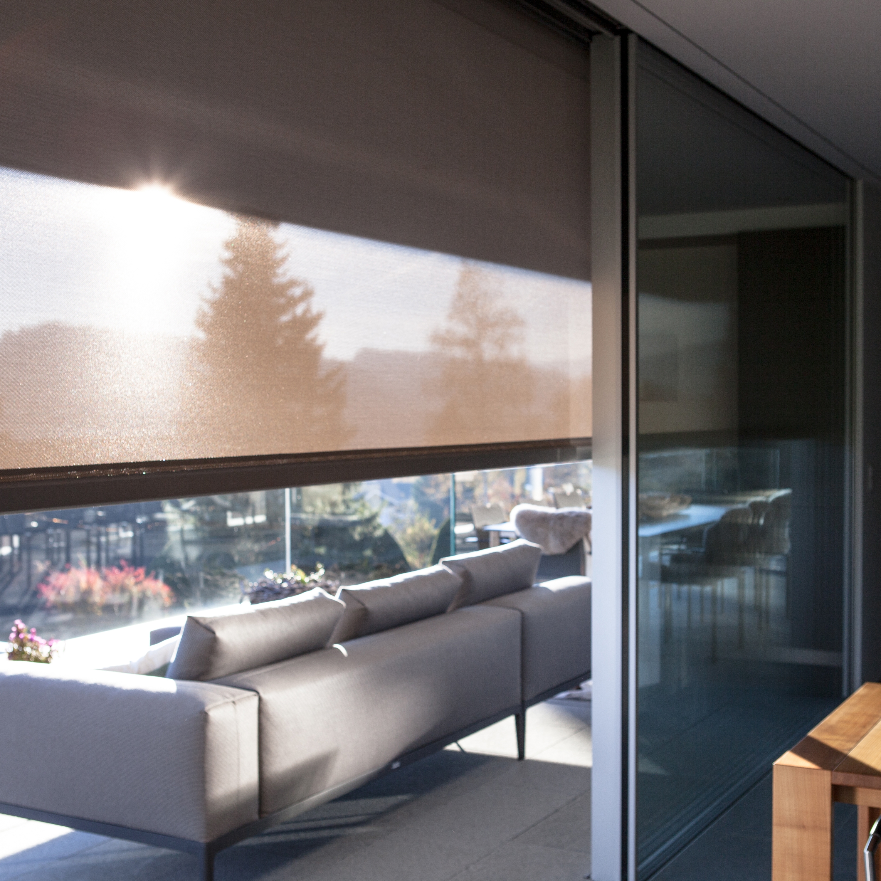 Display product Frameless sliding windows with shading from manufacturer swissFineLine