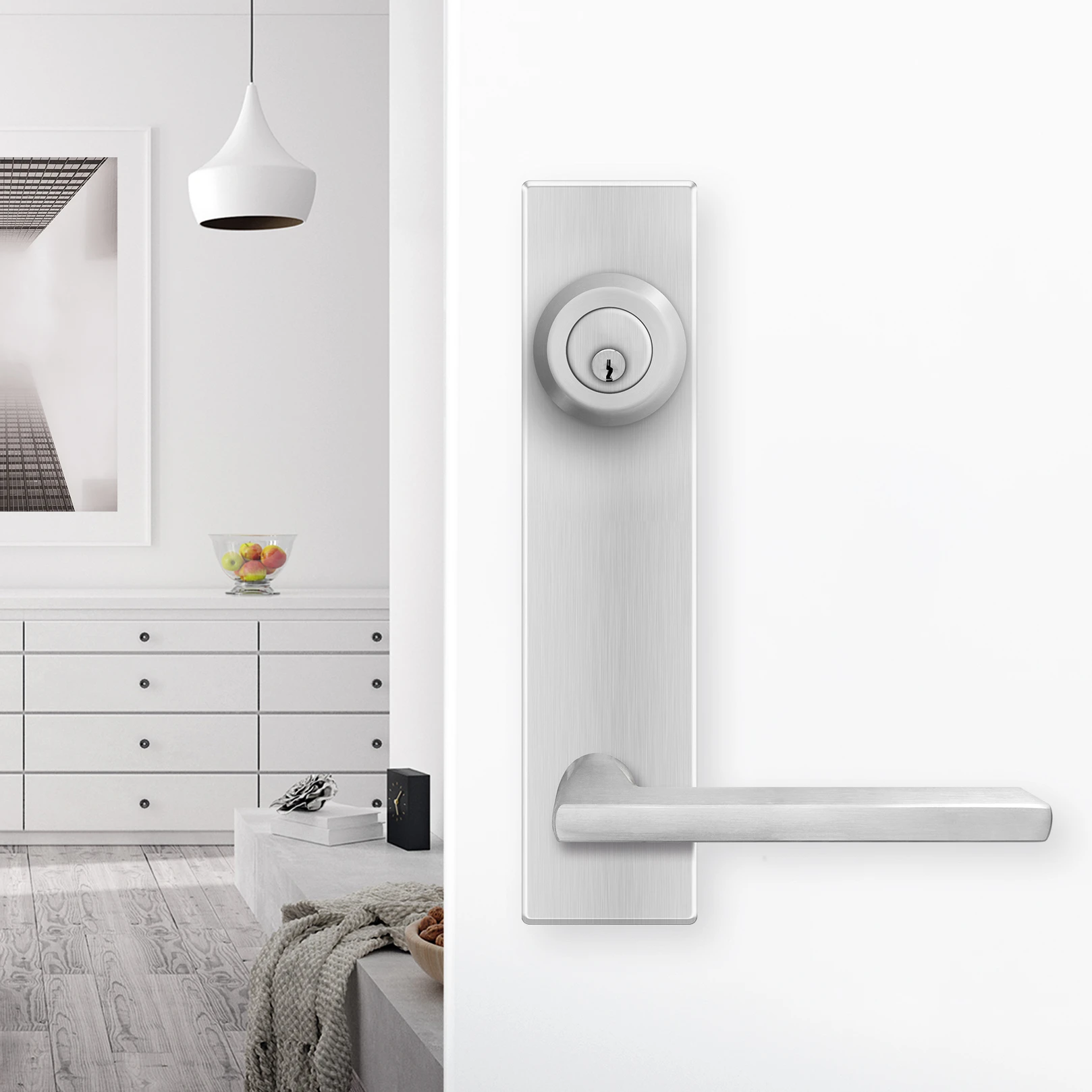 DOOR HANDLES ON ESCUTCHEON PLATE