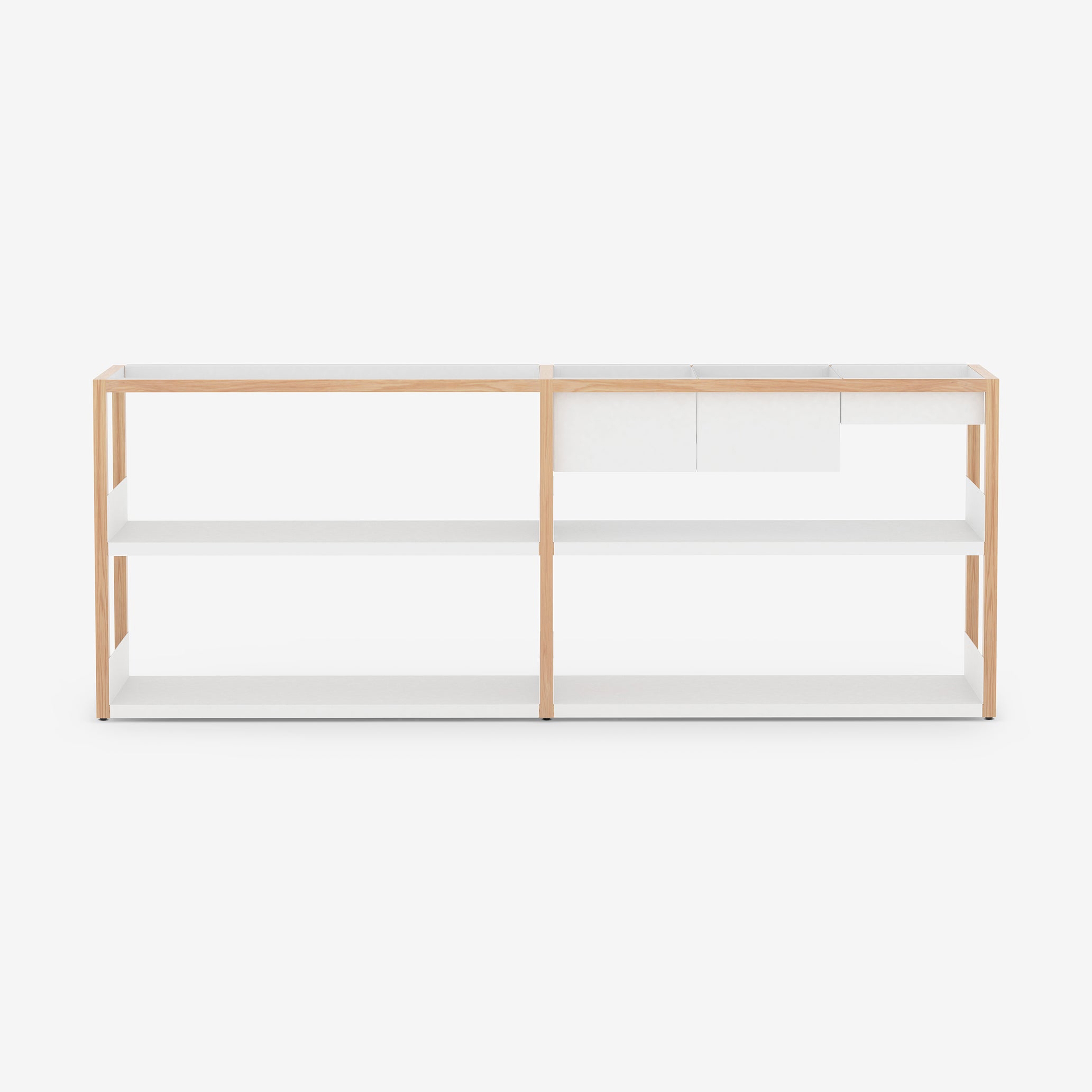 Display product Lap Shelving Low | Combination | Oak / White from manufacturer Case Furniture