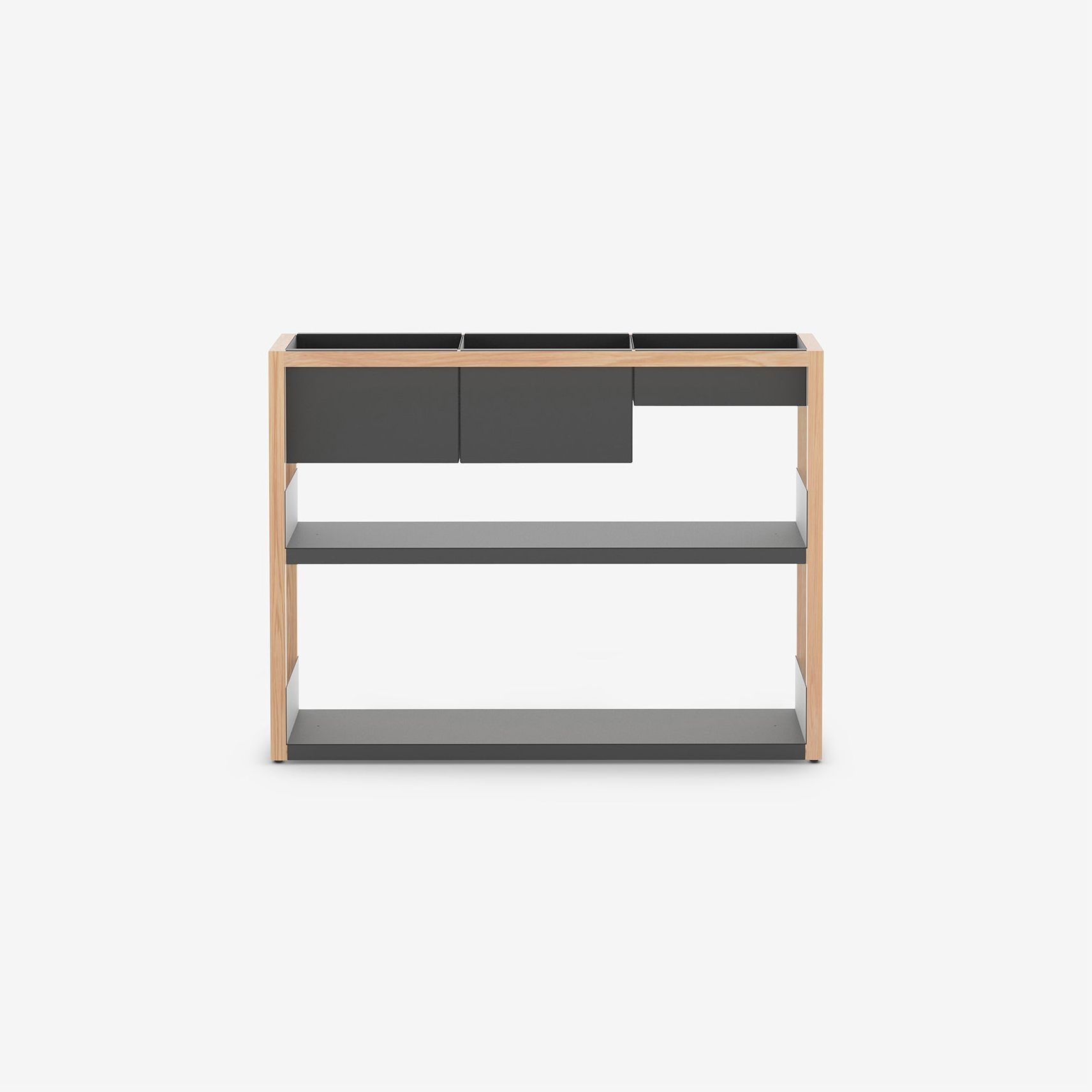 Lap Shelving Low | Storage | Oak / Black
