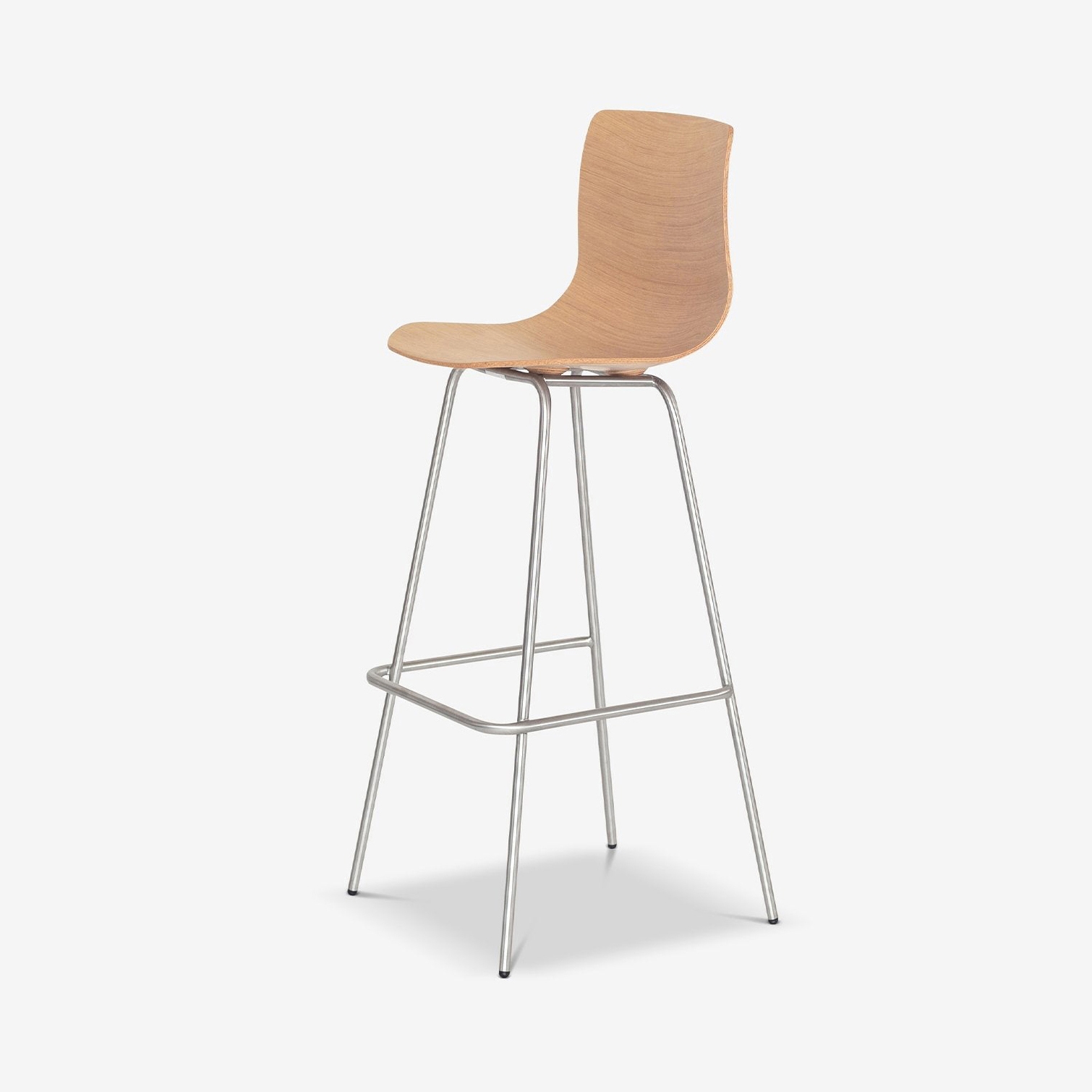 Loku Stool Tubular Base | Oak / Stainless Steel