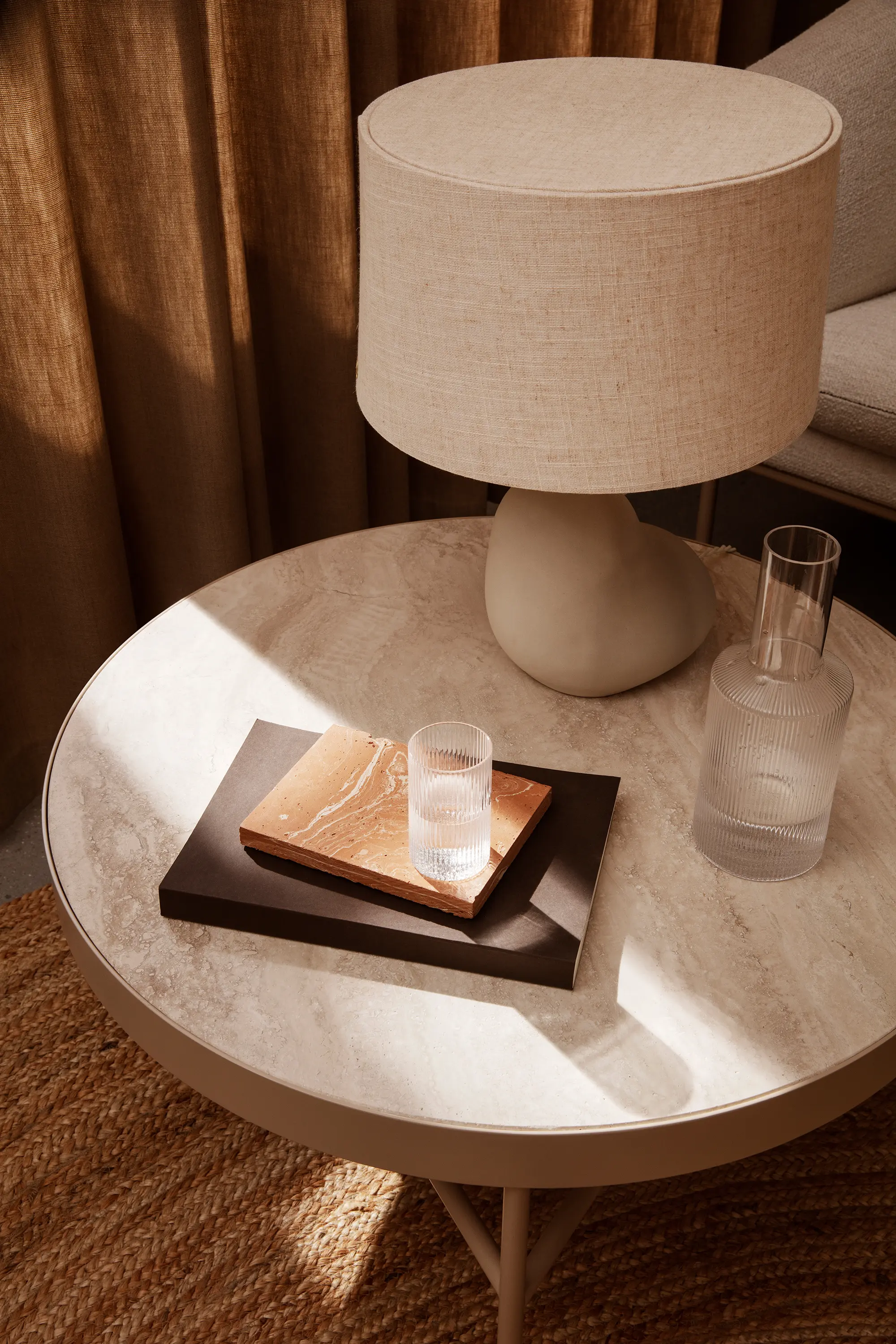 ferm LIVING - Marble Table - White Bianco Carra - Medium