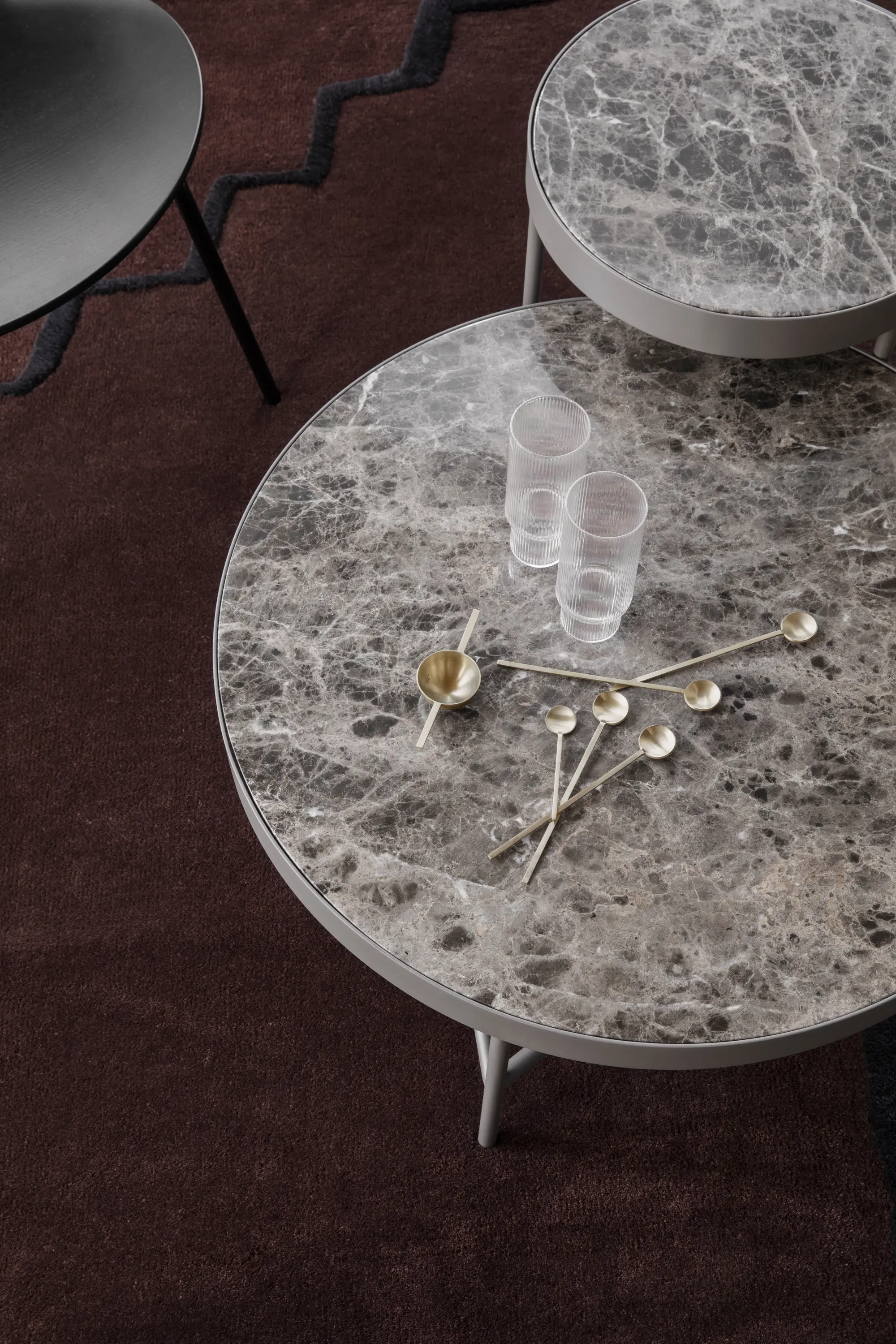 ferm LIVING - Marble Table - White Bianco Carra - Medium