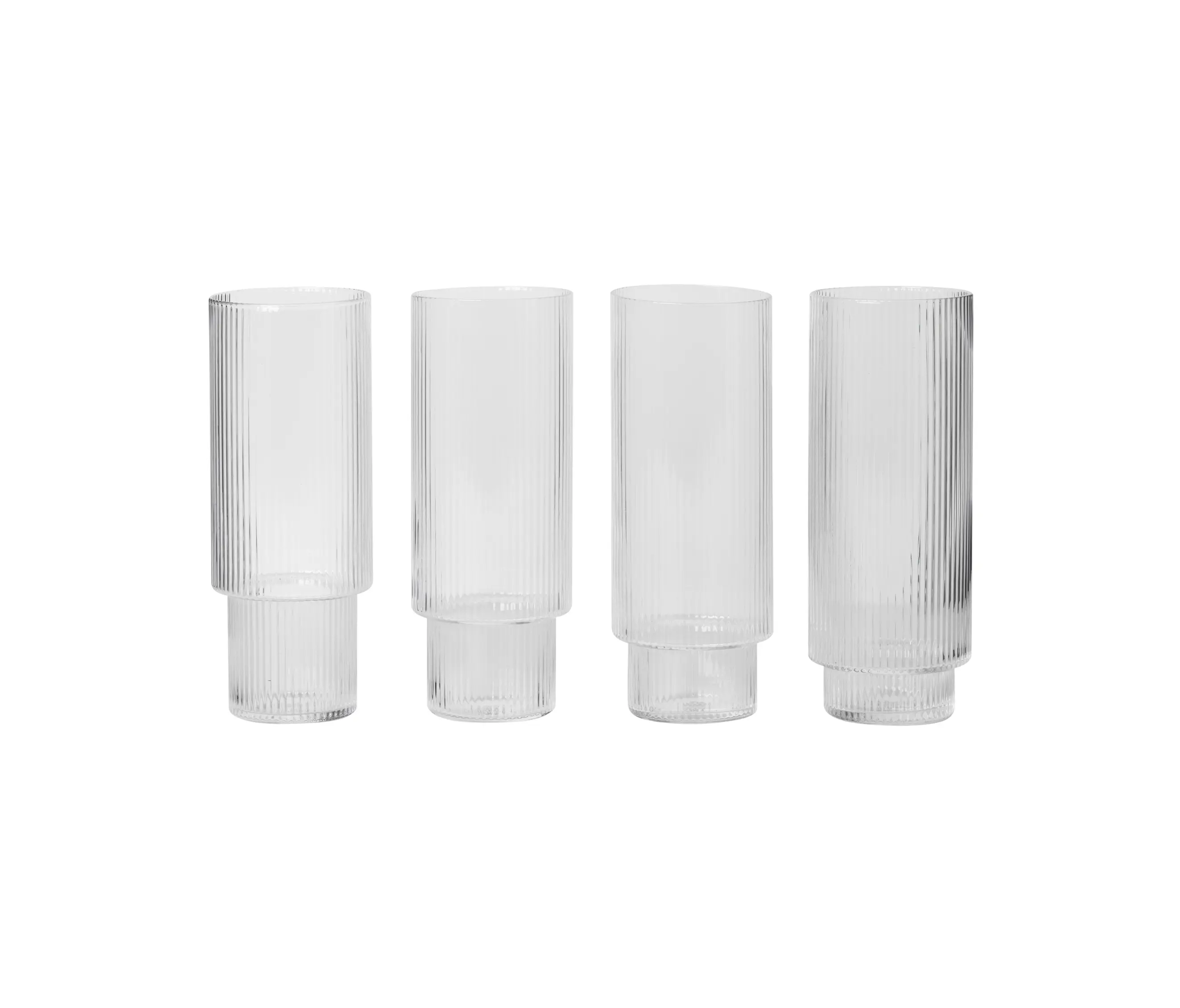 ferm LIVING - Ripple Long Drink Glasses - Set of 4 - C