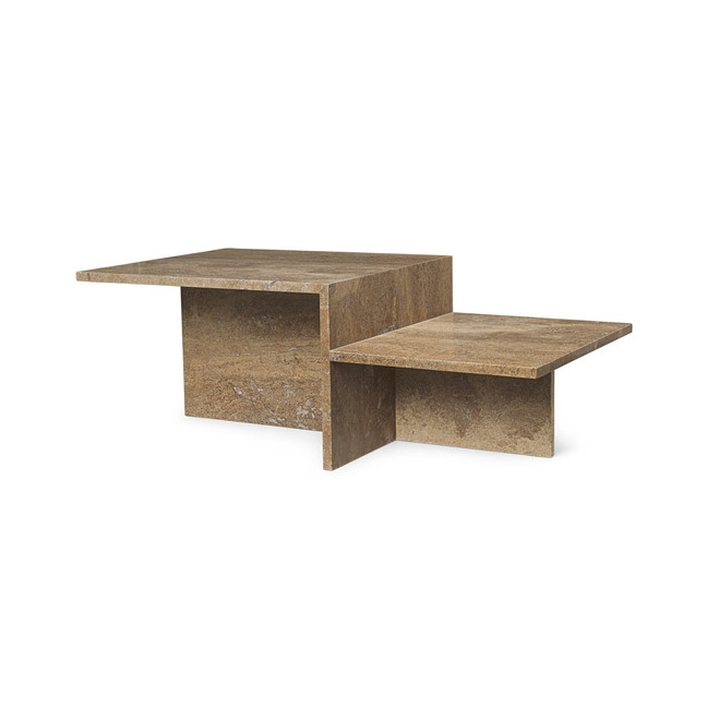 Display product Distinct Coffee Table - Dark Brown Travertine from manufacturer ferm LIVING