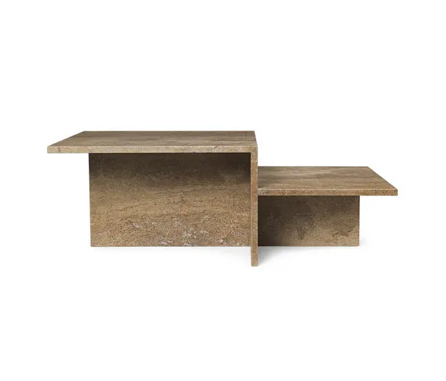 ferm LIVING - Distinct Coffee Table - Dark Brown Travertine