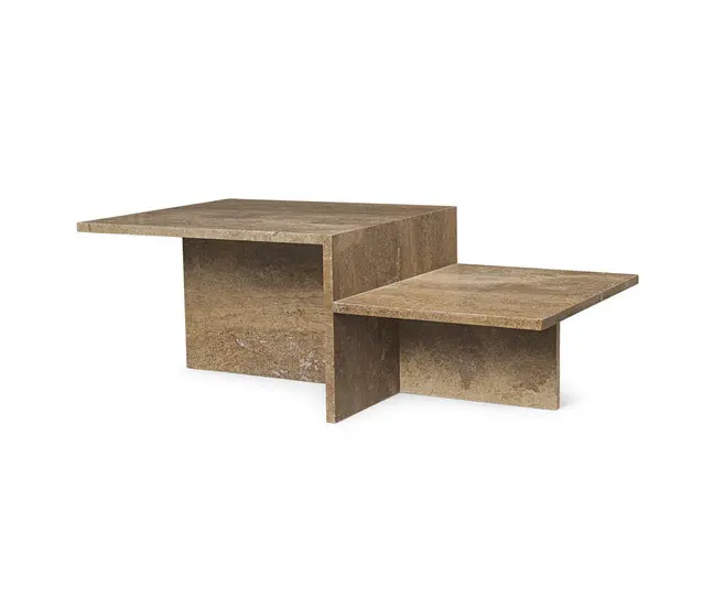 ferm LIVING - Distinct Coffee Table - Dark Brown Travertine