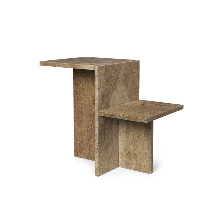 Distinct Side Table - Dark Brown Travertine