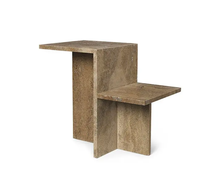 ferm LIVING - Distinct Side Table - Dark Brown Travertine