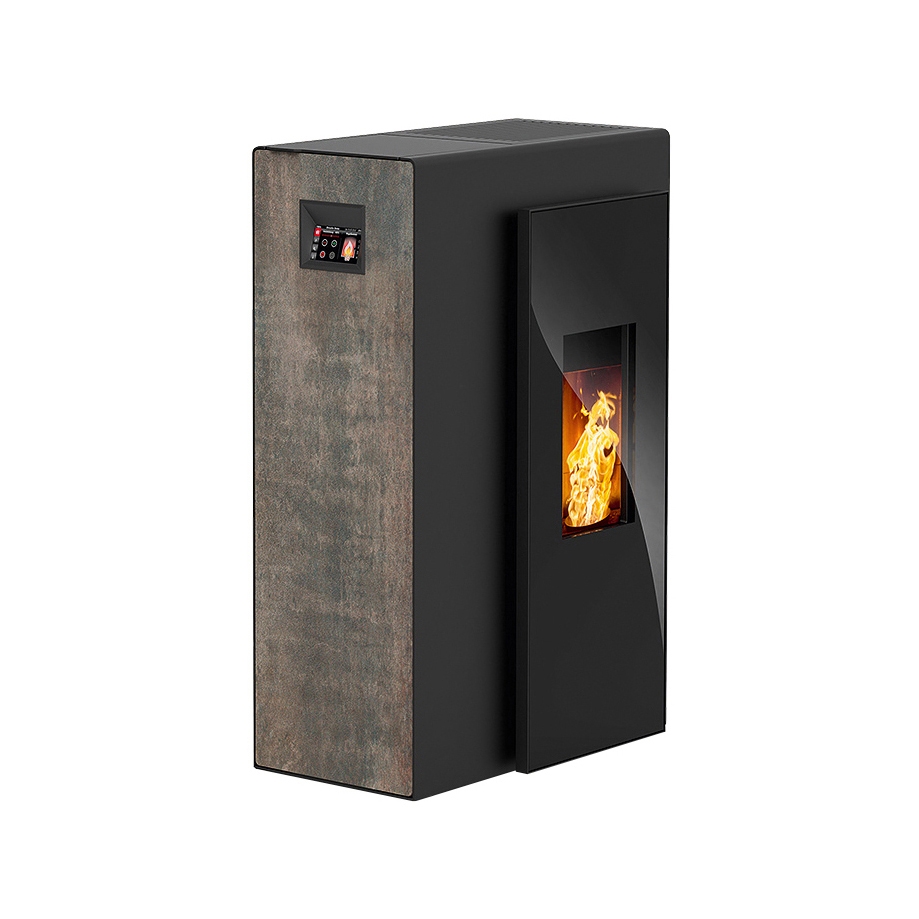 Miro | with décor side panel rust effect metallic / body black