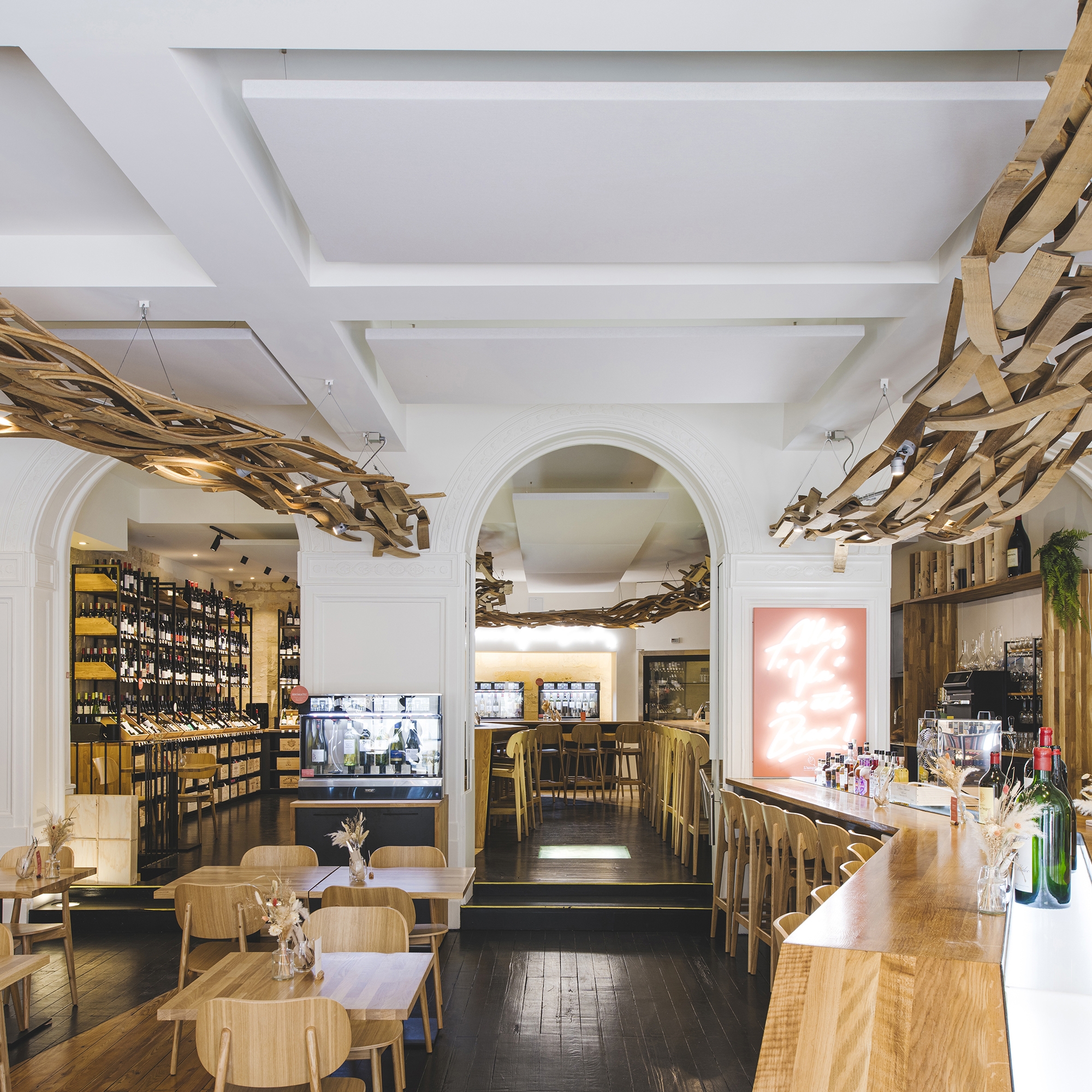 Display product Stereo acoustic panels suspended in clusters from manufacturer Texaa®