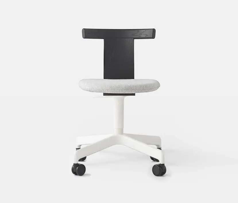 Resident - Jiro Swivel Chair Black - White Base with Casters - Upholstered
