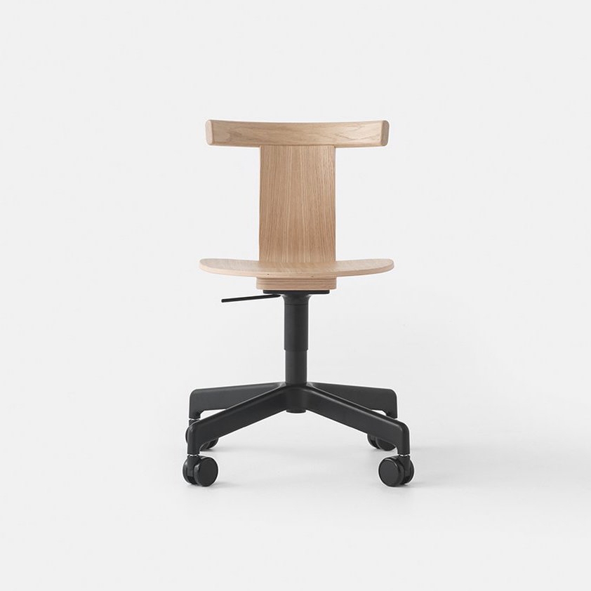Jiro Swivel Chair Natural - Black Base with Casters